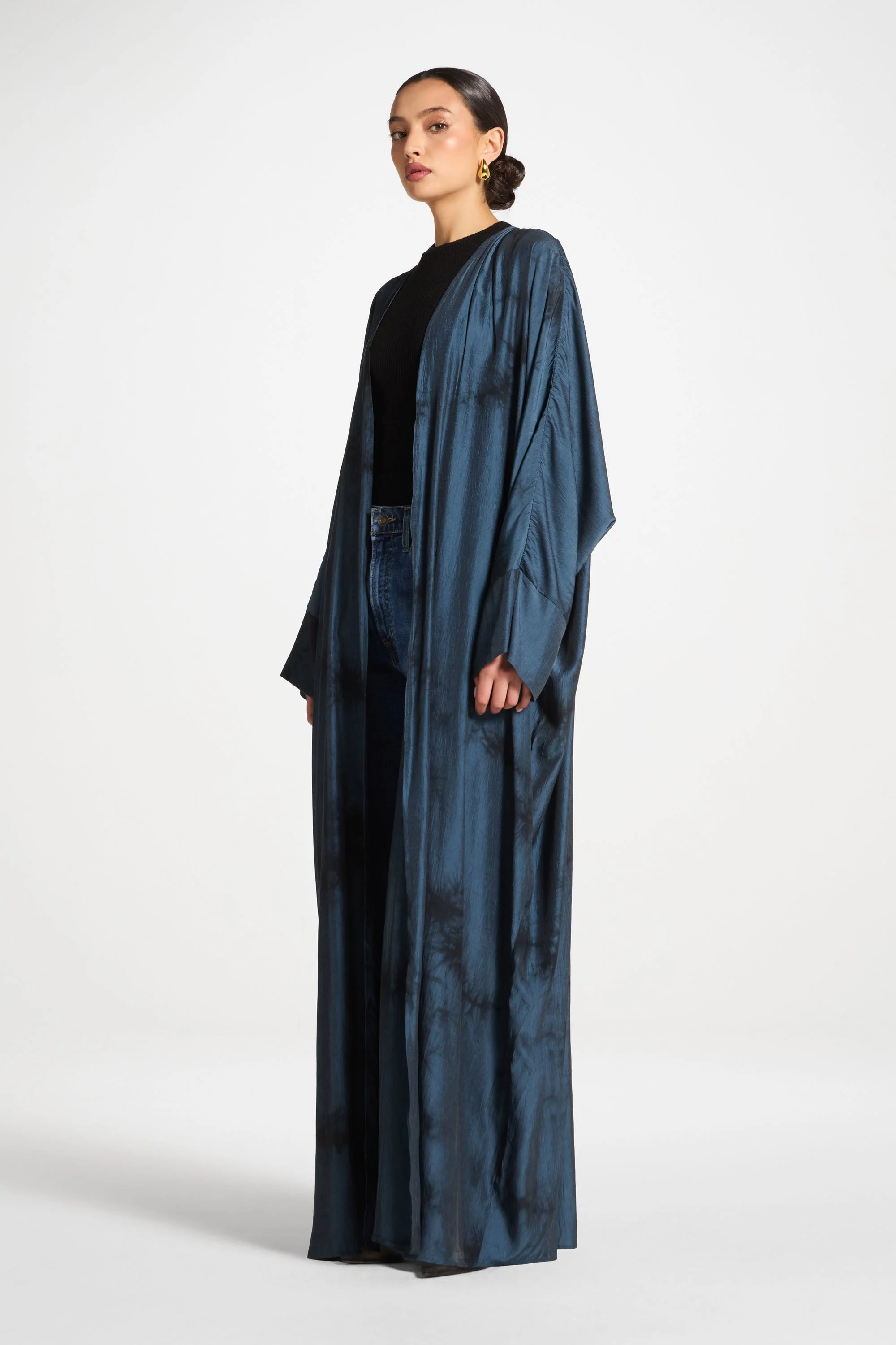 Printed Open Abaya - Twilight - Image 4