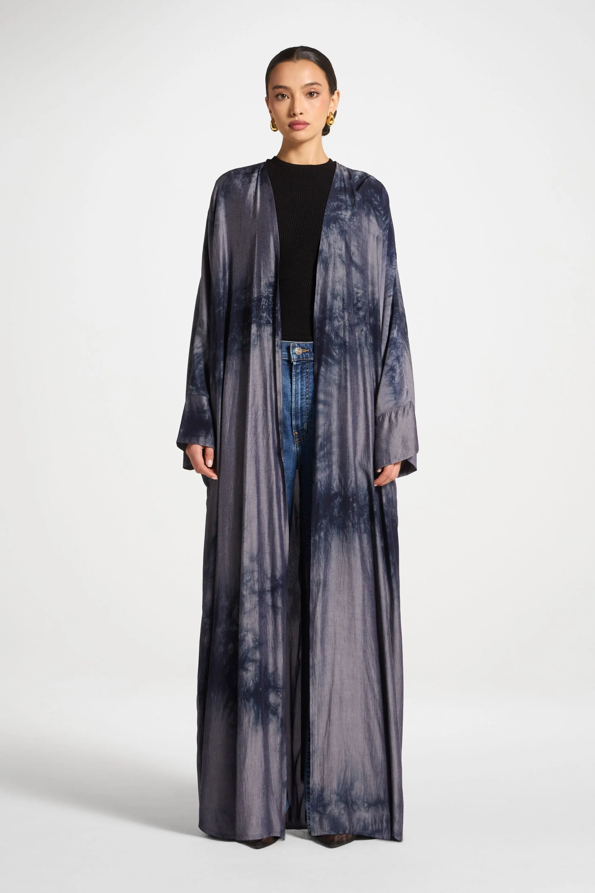 Printed Open Abaya - Wild Mushroom
