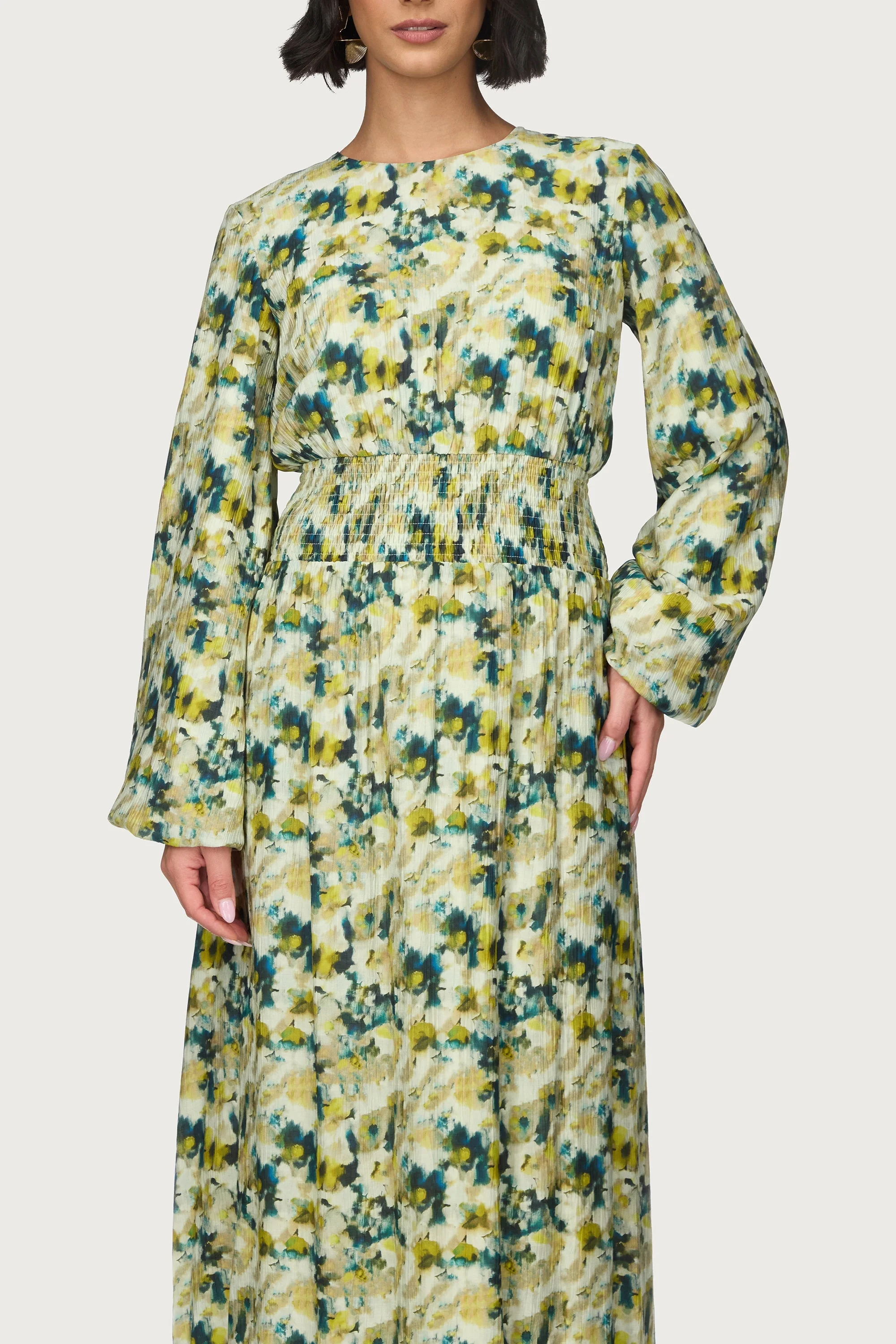 Printed Smocked Waist Dress - Image 3