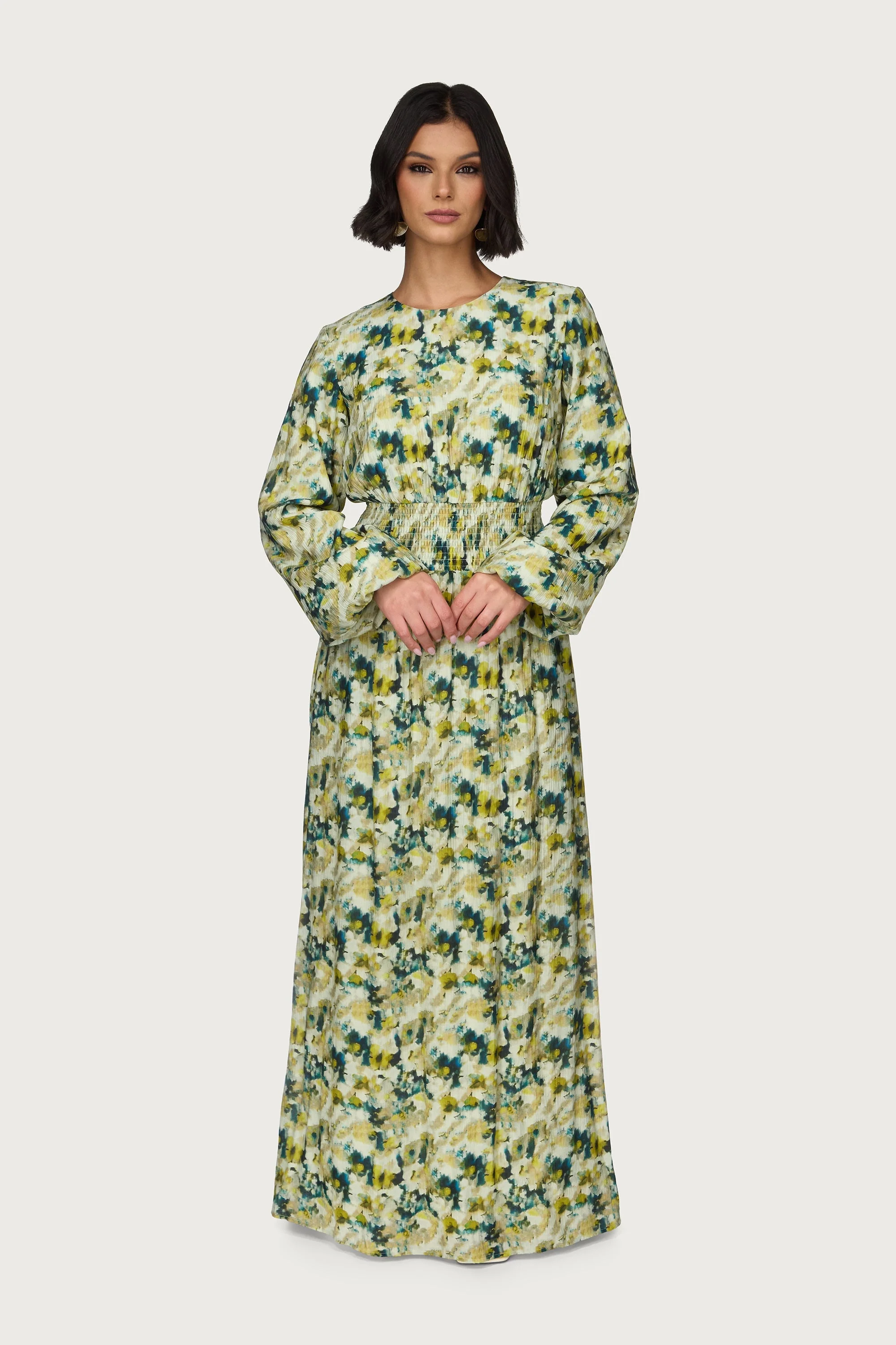 Printed Smocked Waist Dress - Image 4