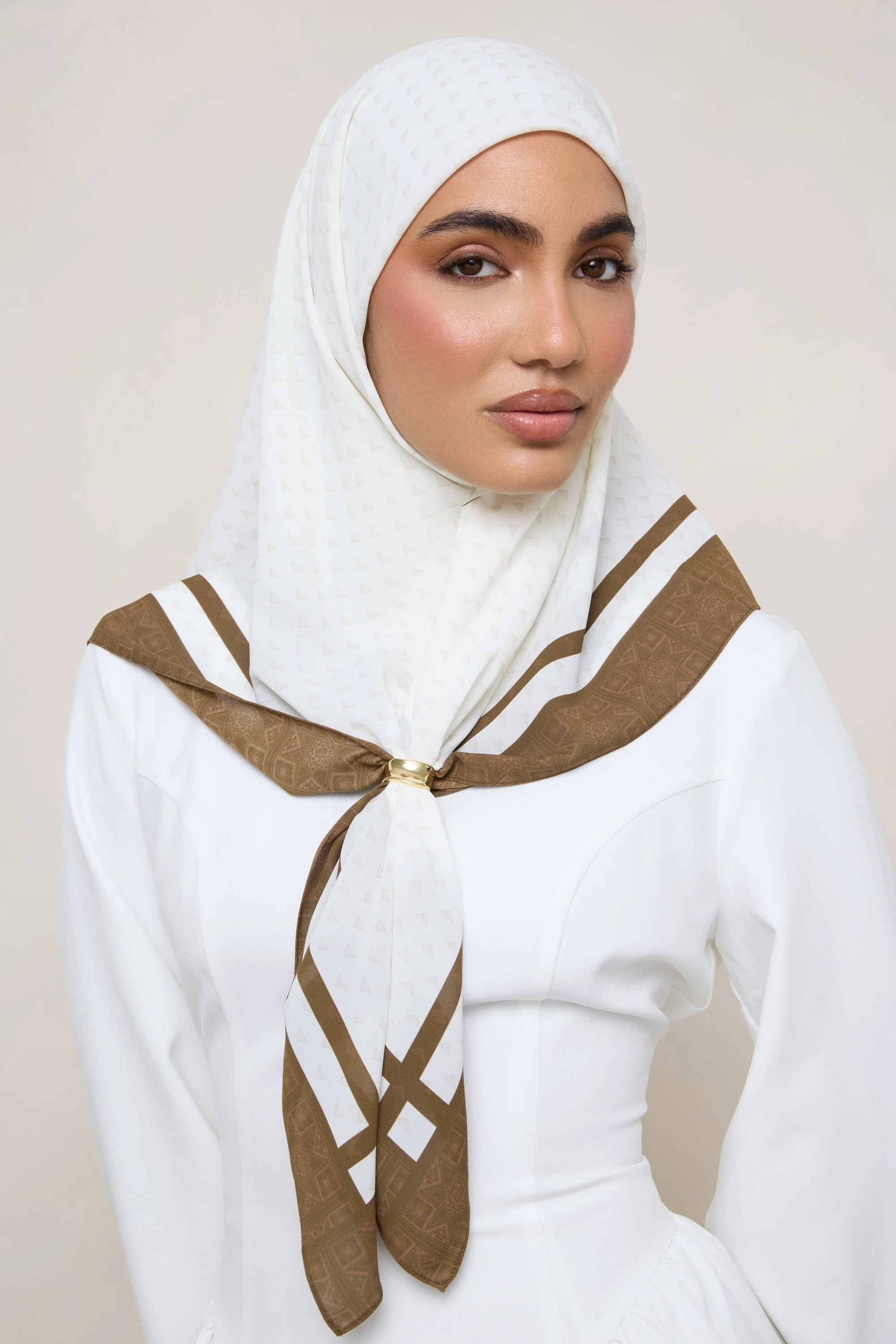 Printed Square Chiffon Hijab - Mosaic - Image 2