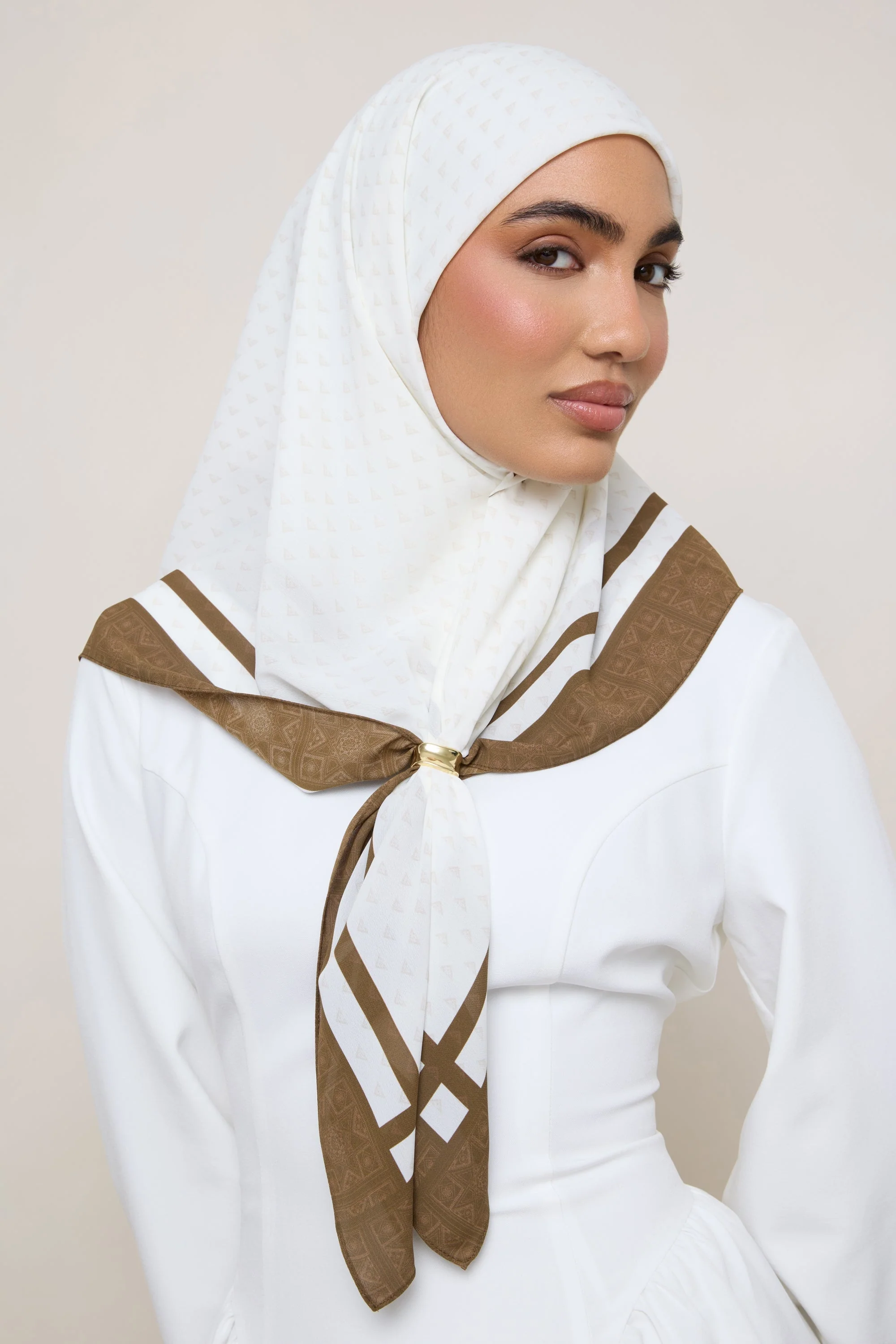 Printed Square Chiffon Hijab - Mosaic - Image 4