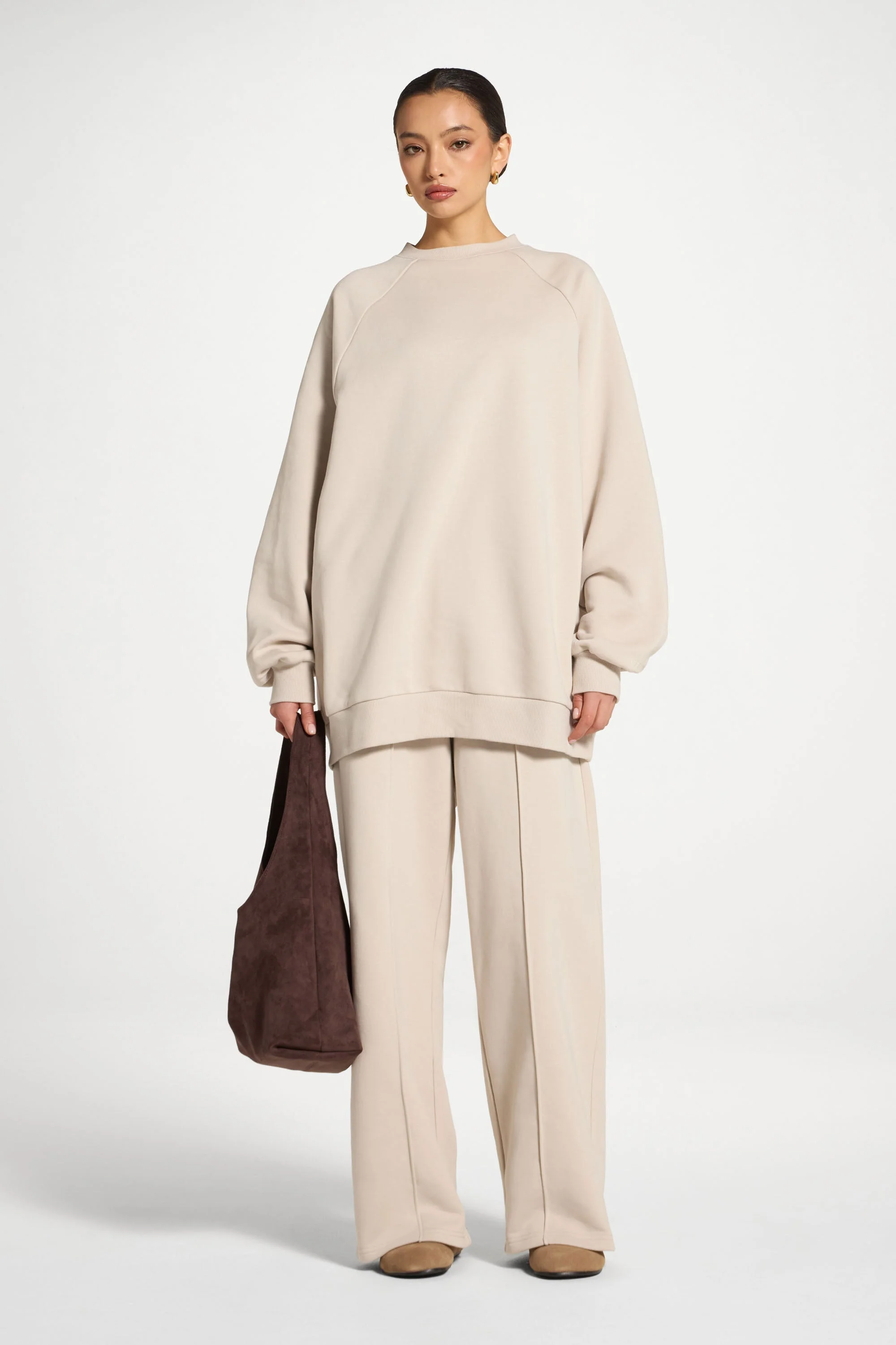 Unisex Raglan Sleeve Sweatshirt - Stone - Image 3