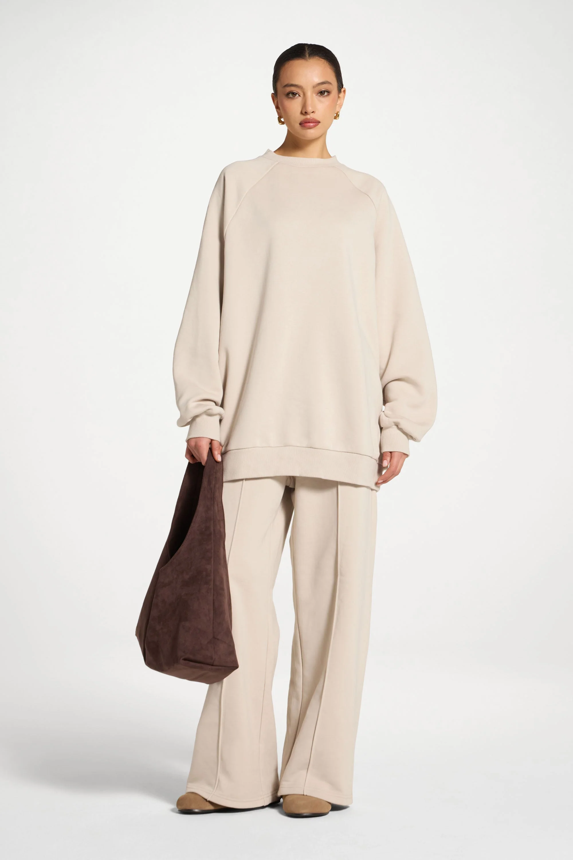 Unisex Raglan Sleeve Sweatshirt - Stone - Image 4