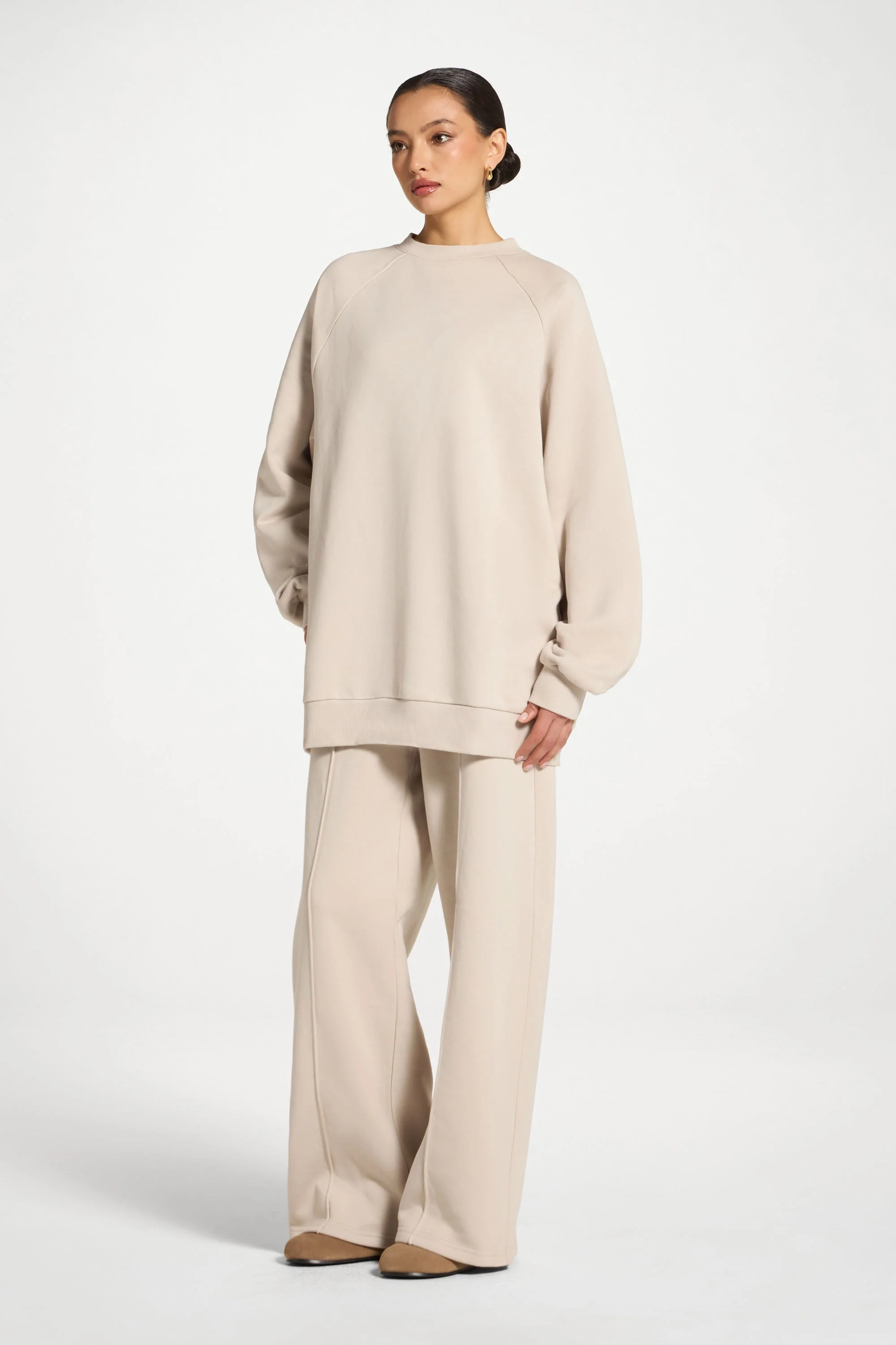 Unisex Raglan Sleeve Sweatshirt - Stone - Image 5