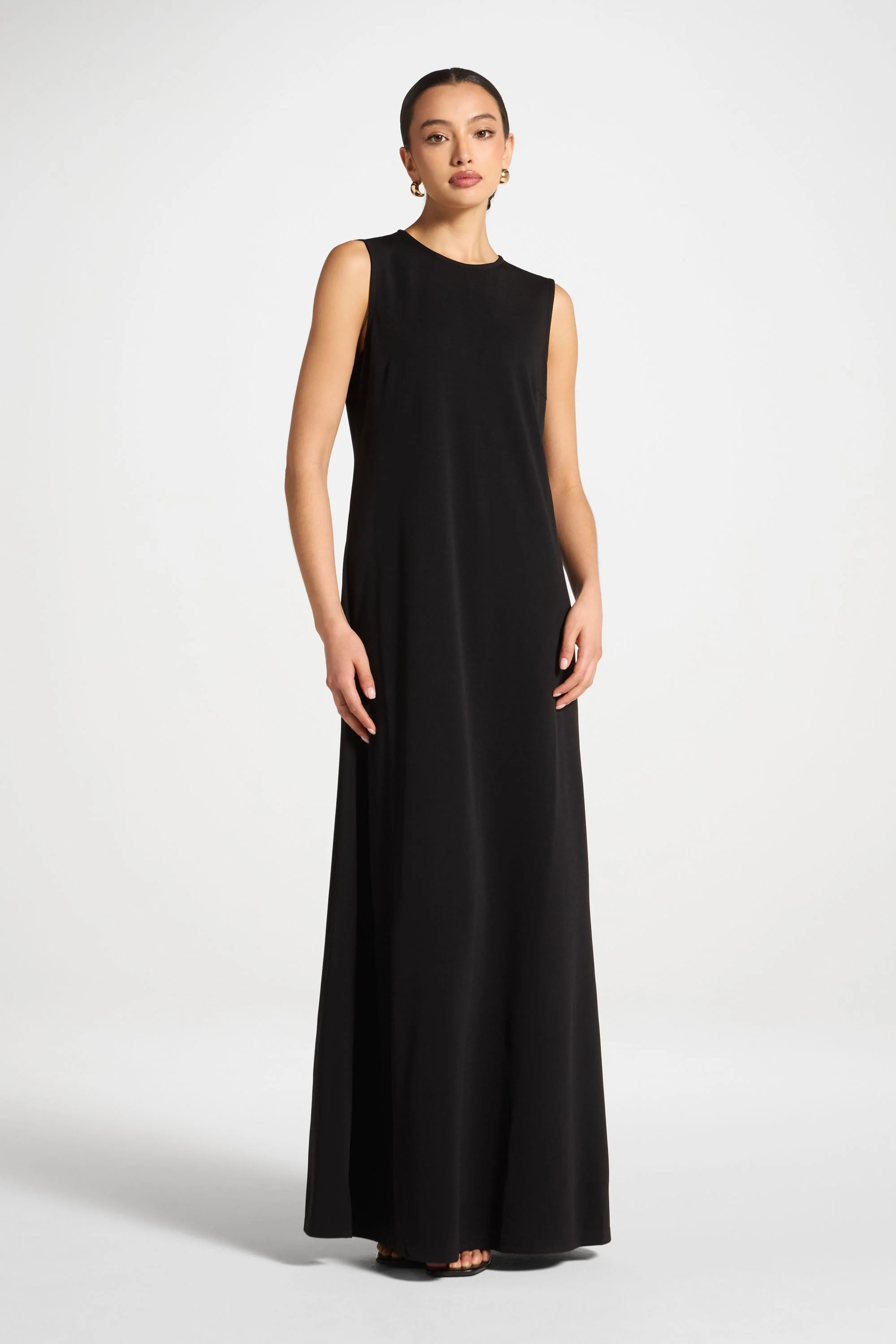 Signature Stretch 3 Piece Abaya & Dress Set - Black - Image 11