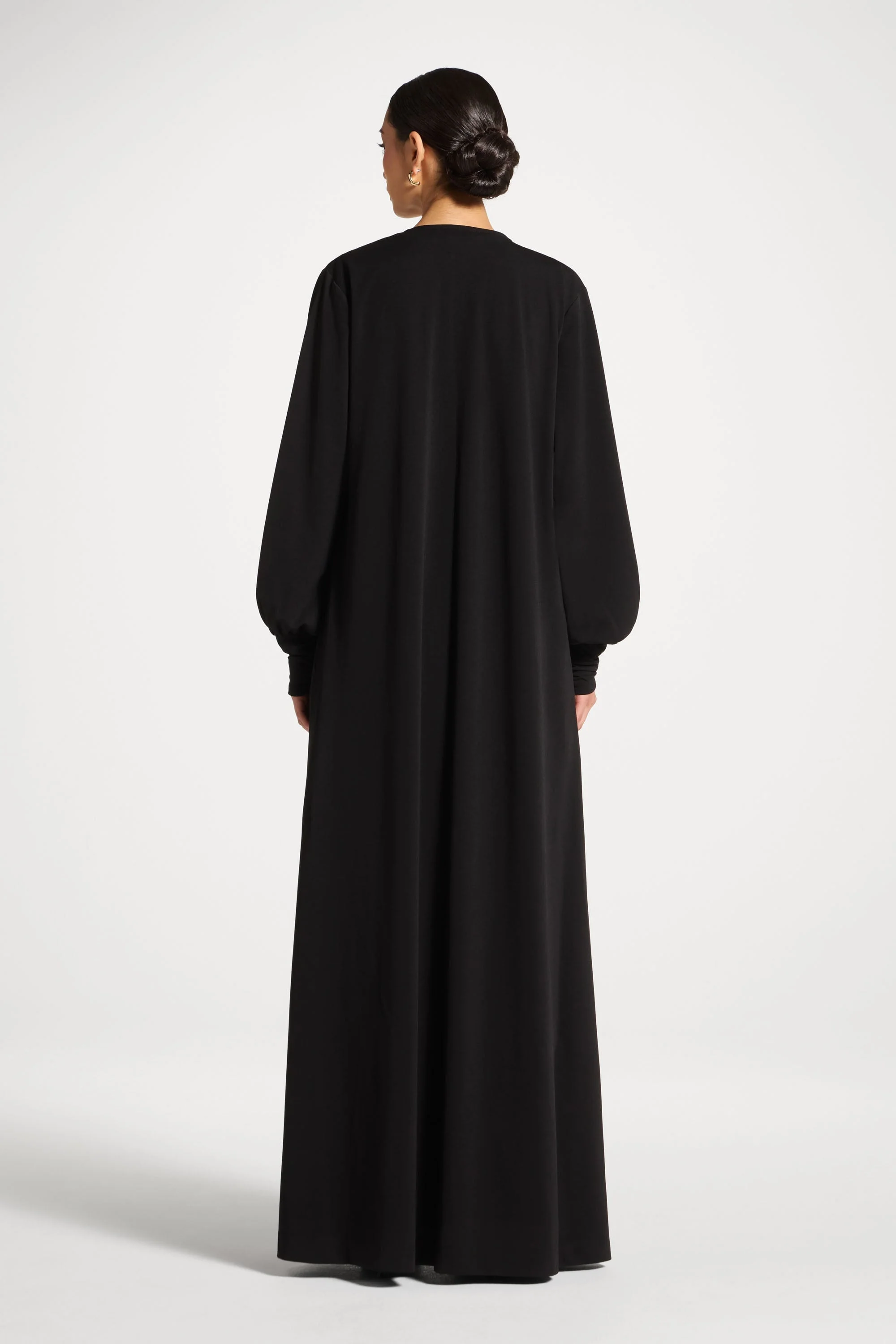 Signature Stretch 3 Piece Abaya & Dress Set - Black - Image 7