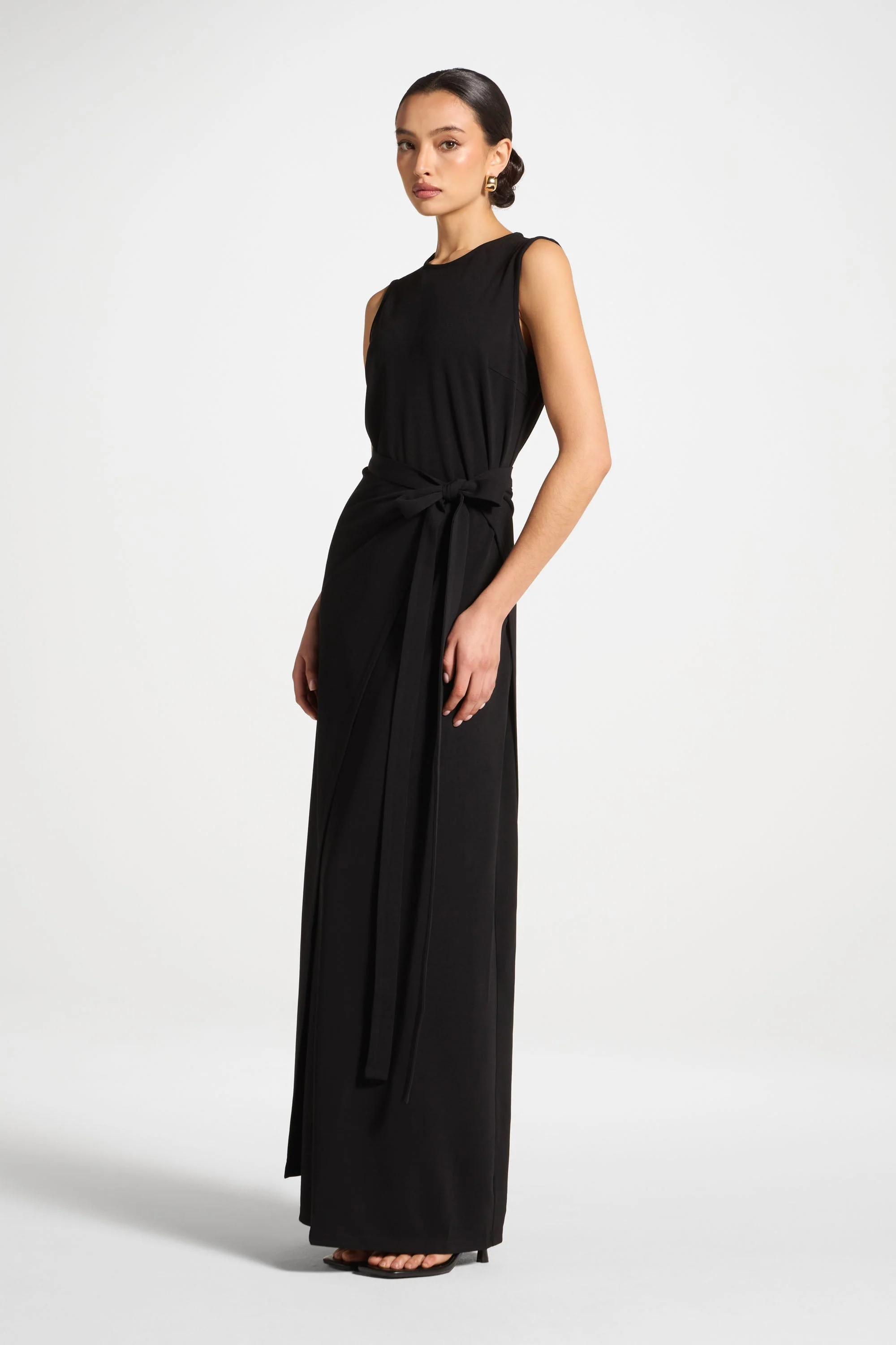 Signature Stretch 3 Piece Abaya & Dress Set - Black - Image 8