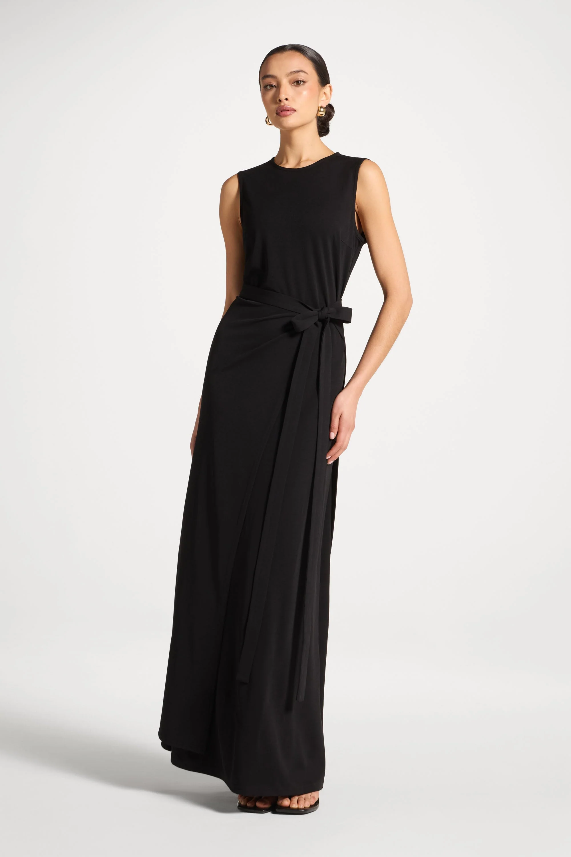Signature Stretch 3 Piece Abaya & Dress Set - Black - Image 9