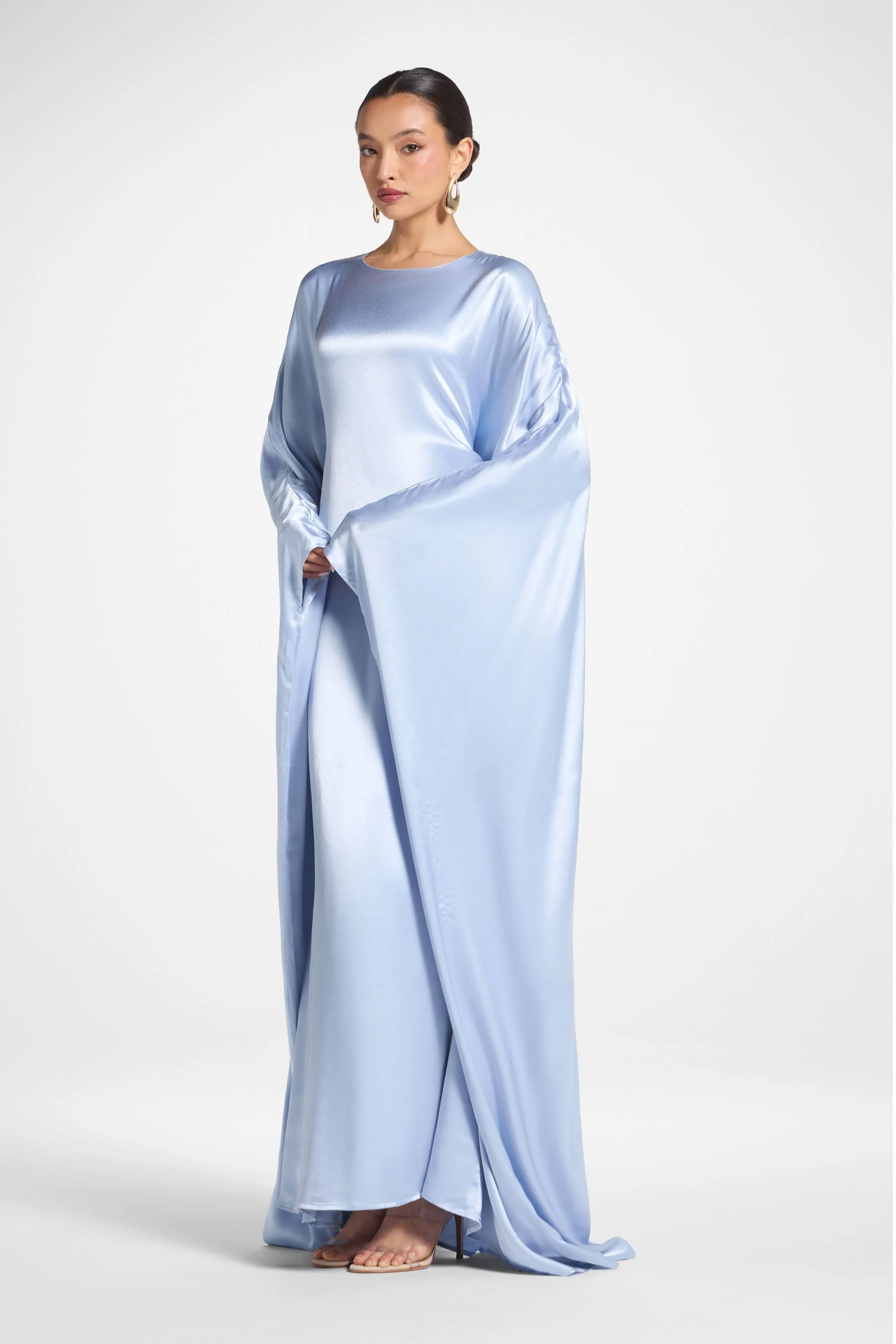 Selene Silk Butterfly Maxi Dress - Pastel Blue - Image 3