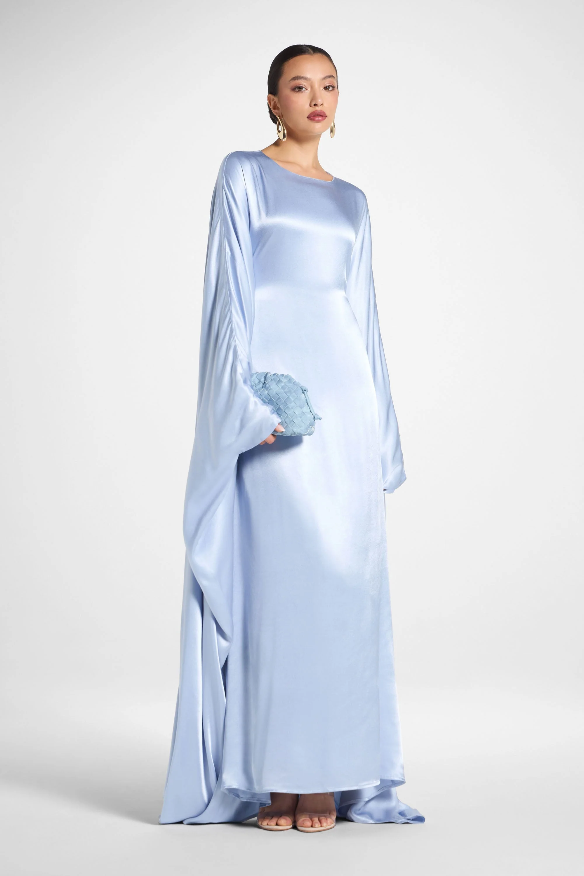 Selene Silk Butterfly Maxi Dress - Pastel Blue - Image 4