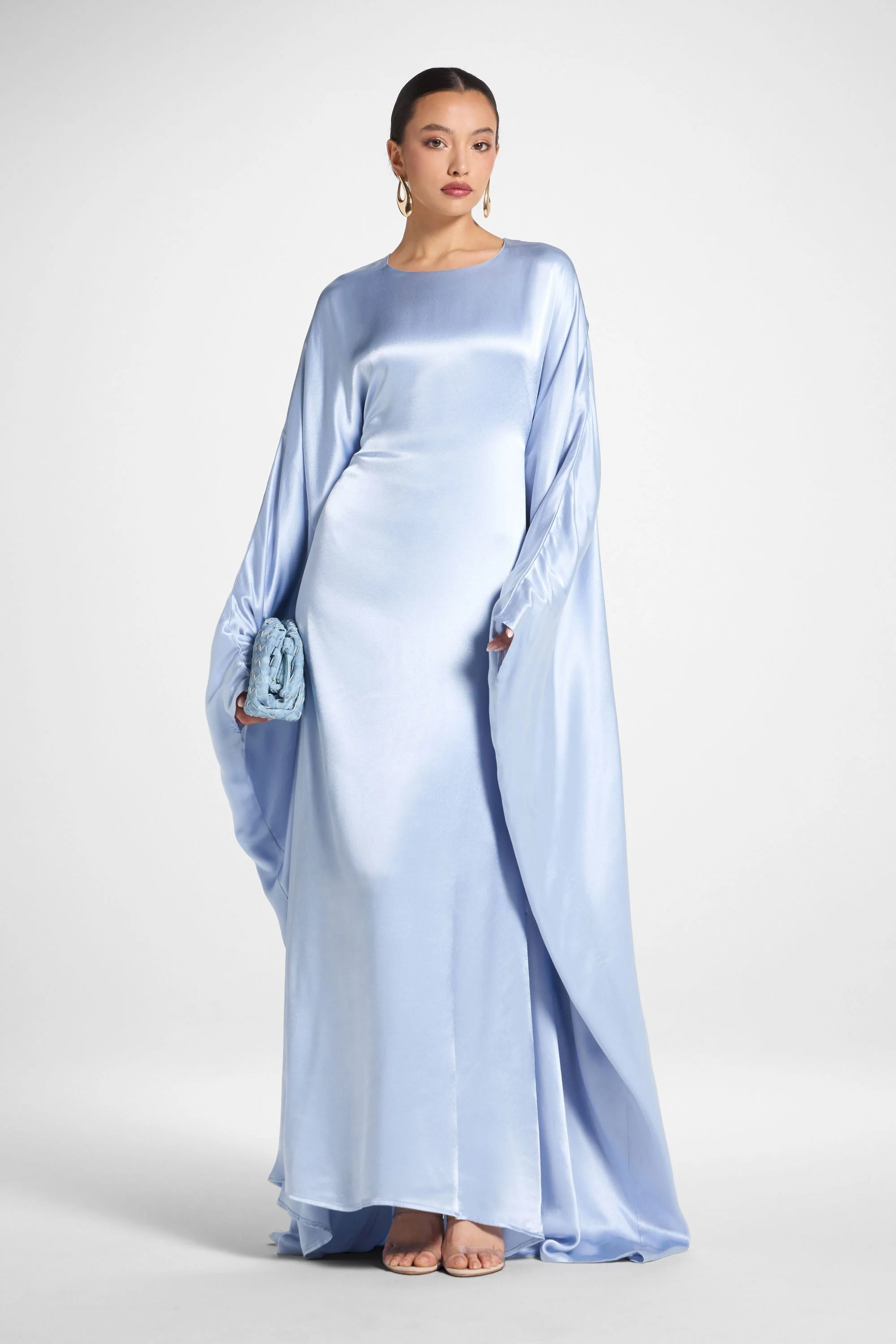 Selene Silk Butterfly Maxi Dress - Pastel Blue - Image 6