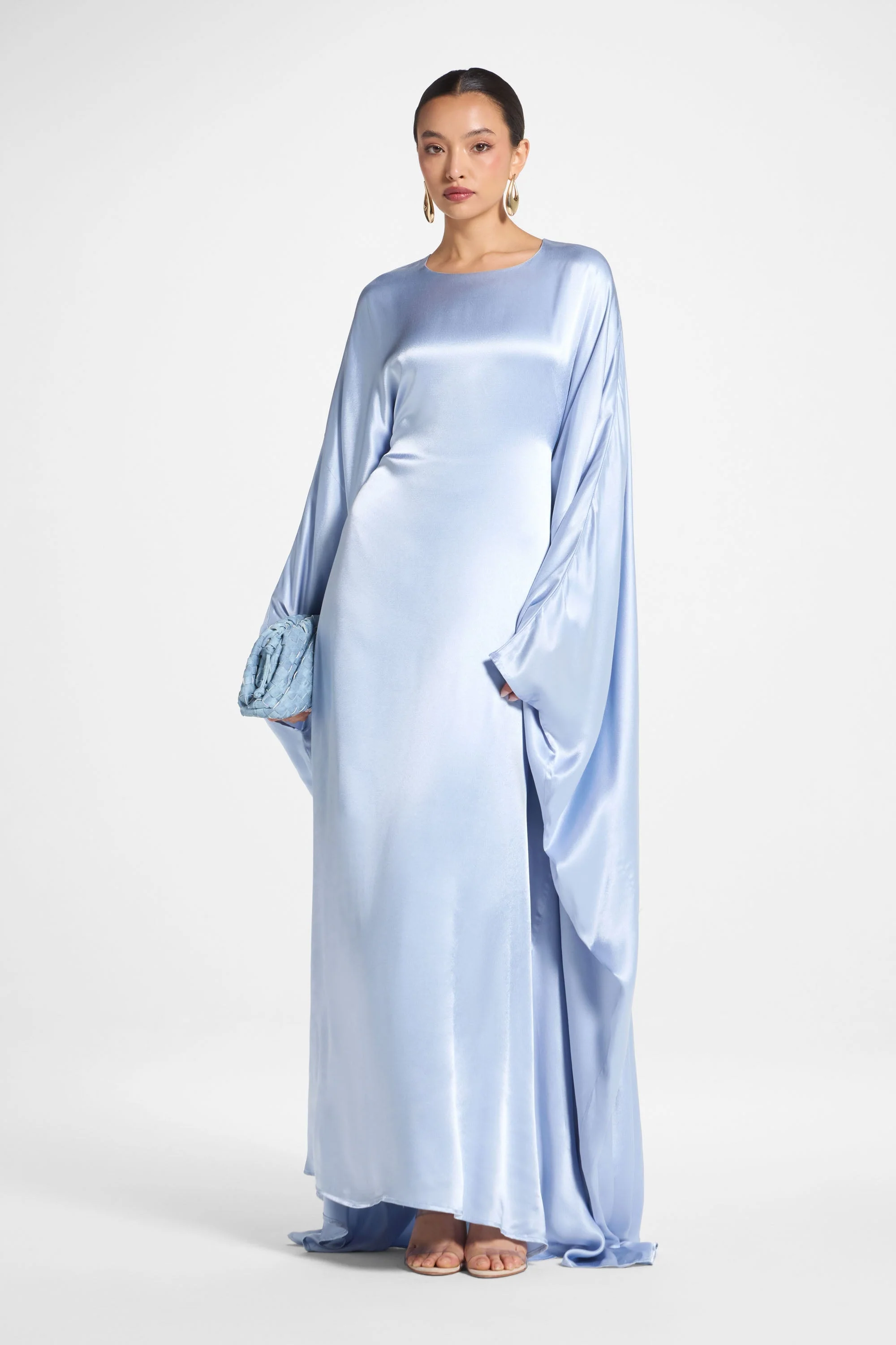 Selene Silk Butterfly Maxi Dress - Pastel Blue - Image 7