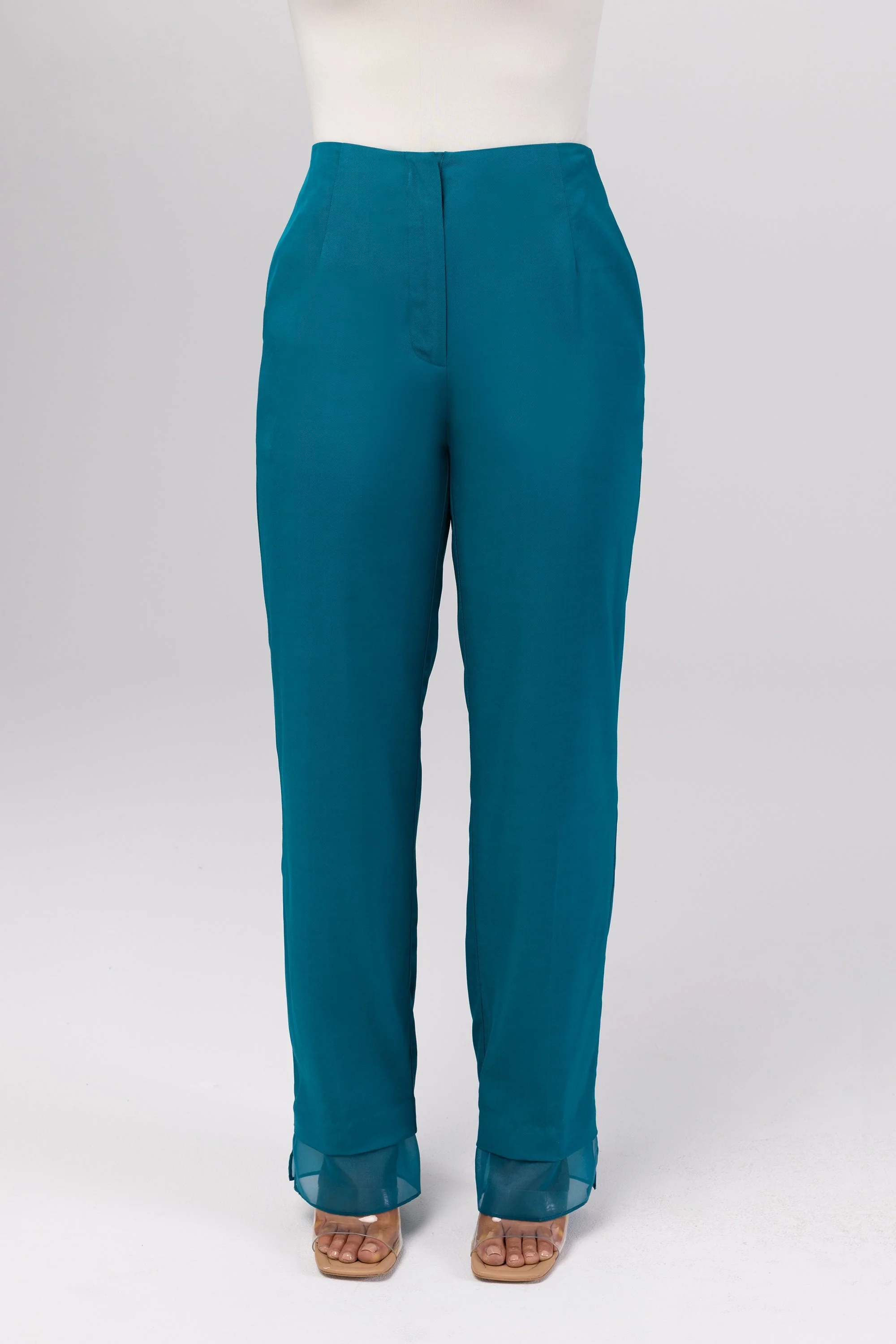 Rayan Organza Trim Trousers - Deep Lagoon - Image 3