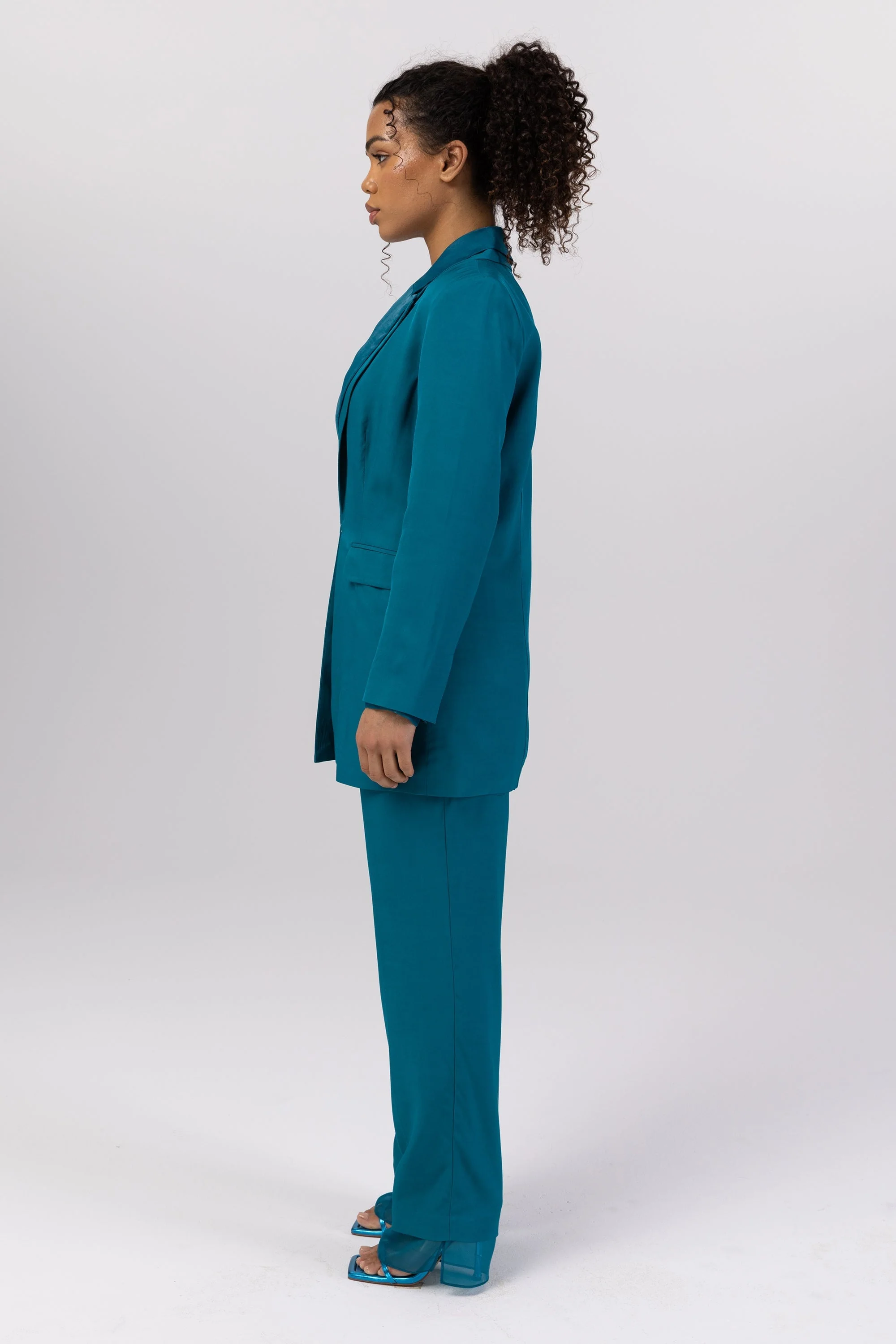 Rayan Organza Trim Trousers - Deep Lagoon - Image 5
