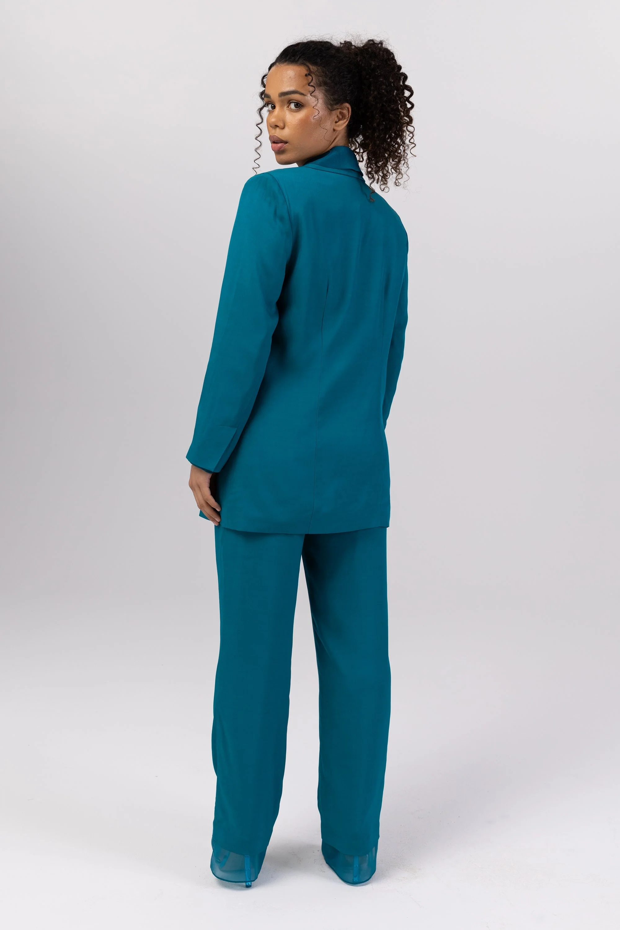 Rayan Organza Trim Trousers - Deep Lagoon - Image 6