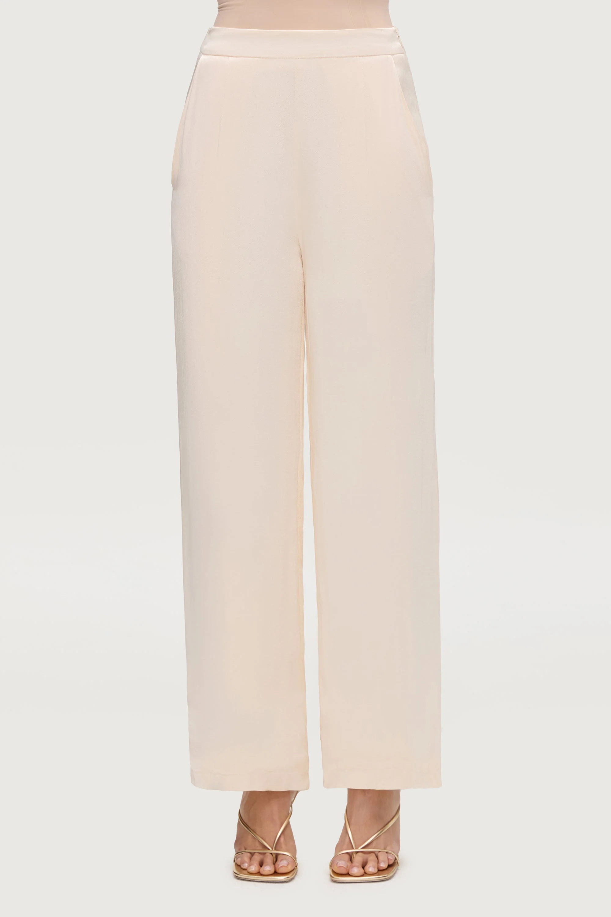 Razan Silk Wide Leg Pants - Pearl - Image 3