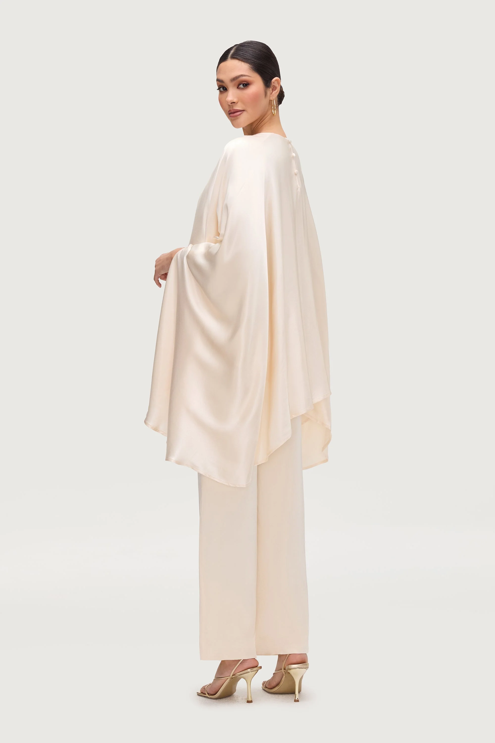 Razan Silk Wide Leg Pants - Pearl - Image 5