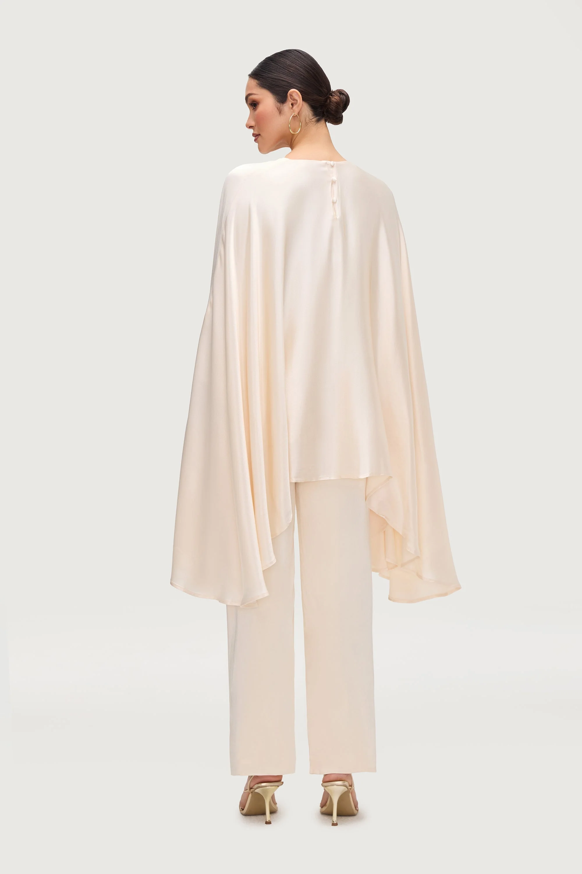 Razan Silk Wide Leg Pants - Pearl - Image 6
