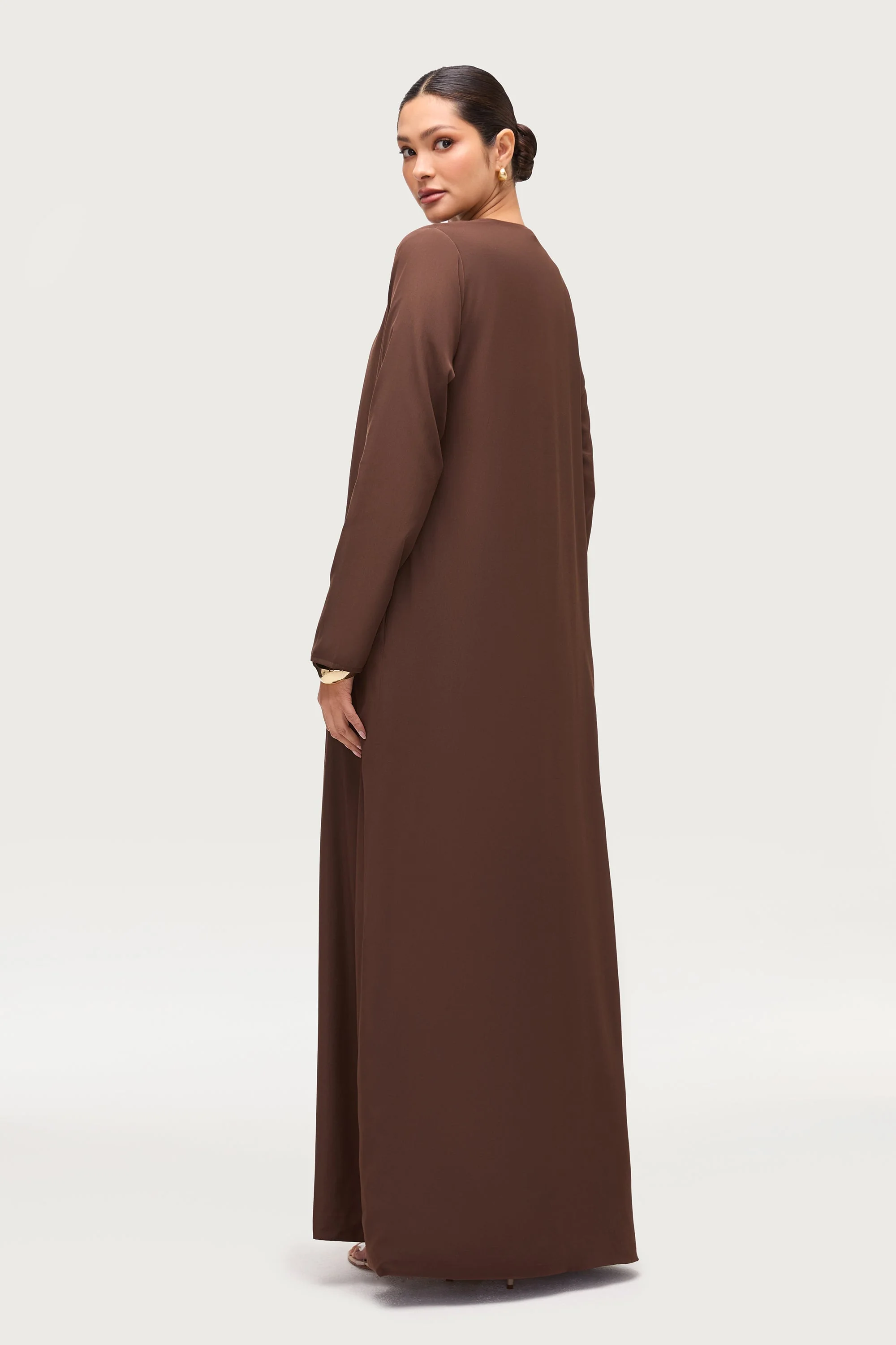 Rehana Three Piece Abaya Set - Espresso - Image 5
