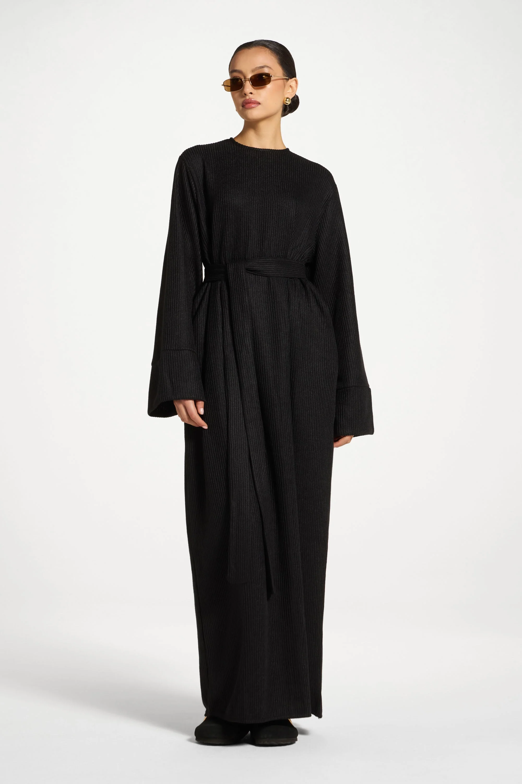 Relaxed Knit Maxi Dress - Black - Image 3