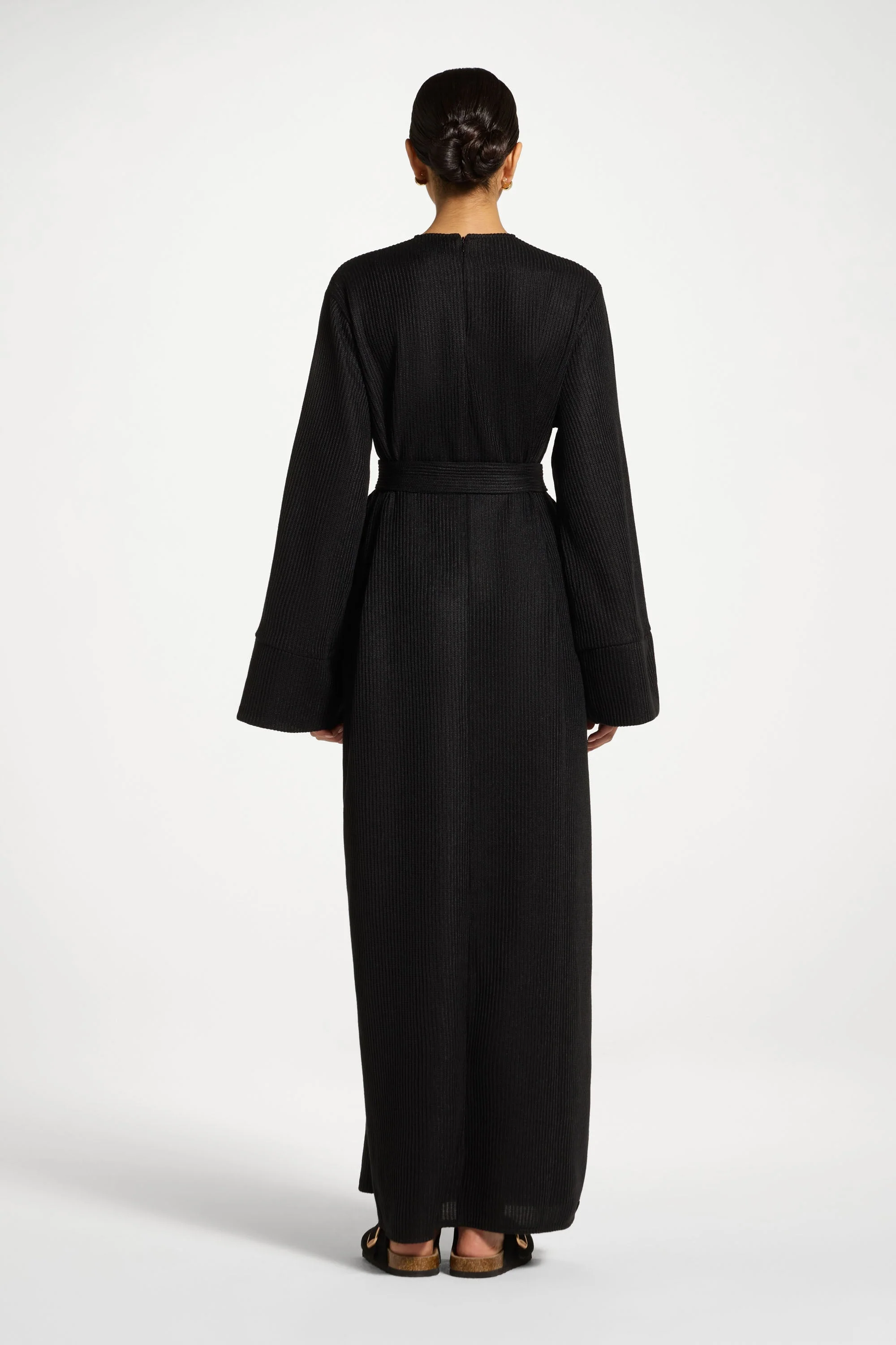 Relaxed Knit Maxi Dress - Black - Image 5