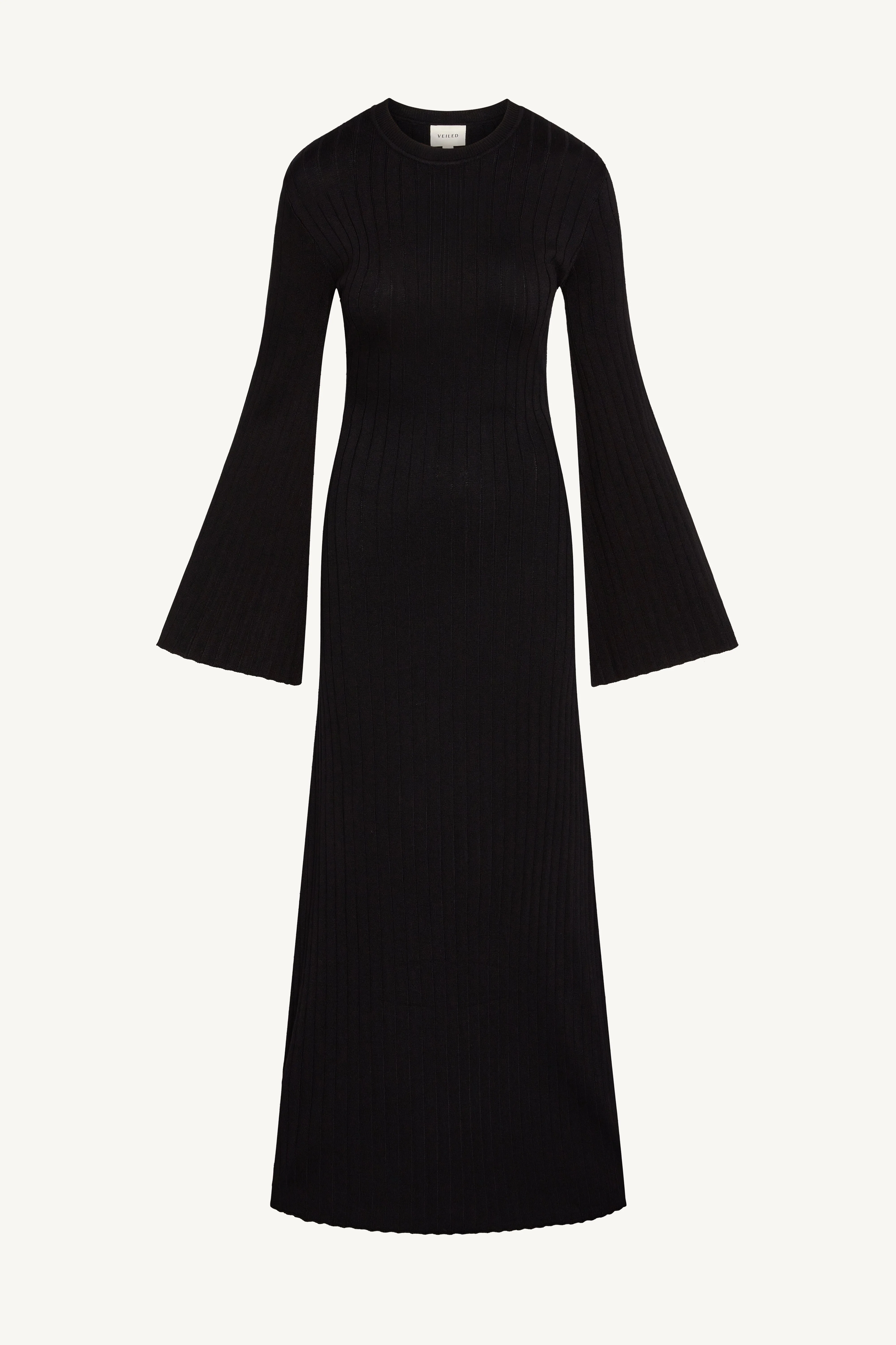 Ribbed Knit Maxi Dress - Black - Image 5
