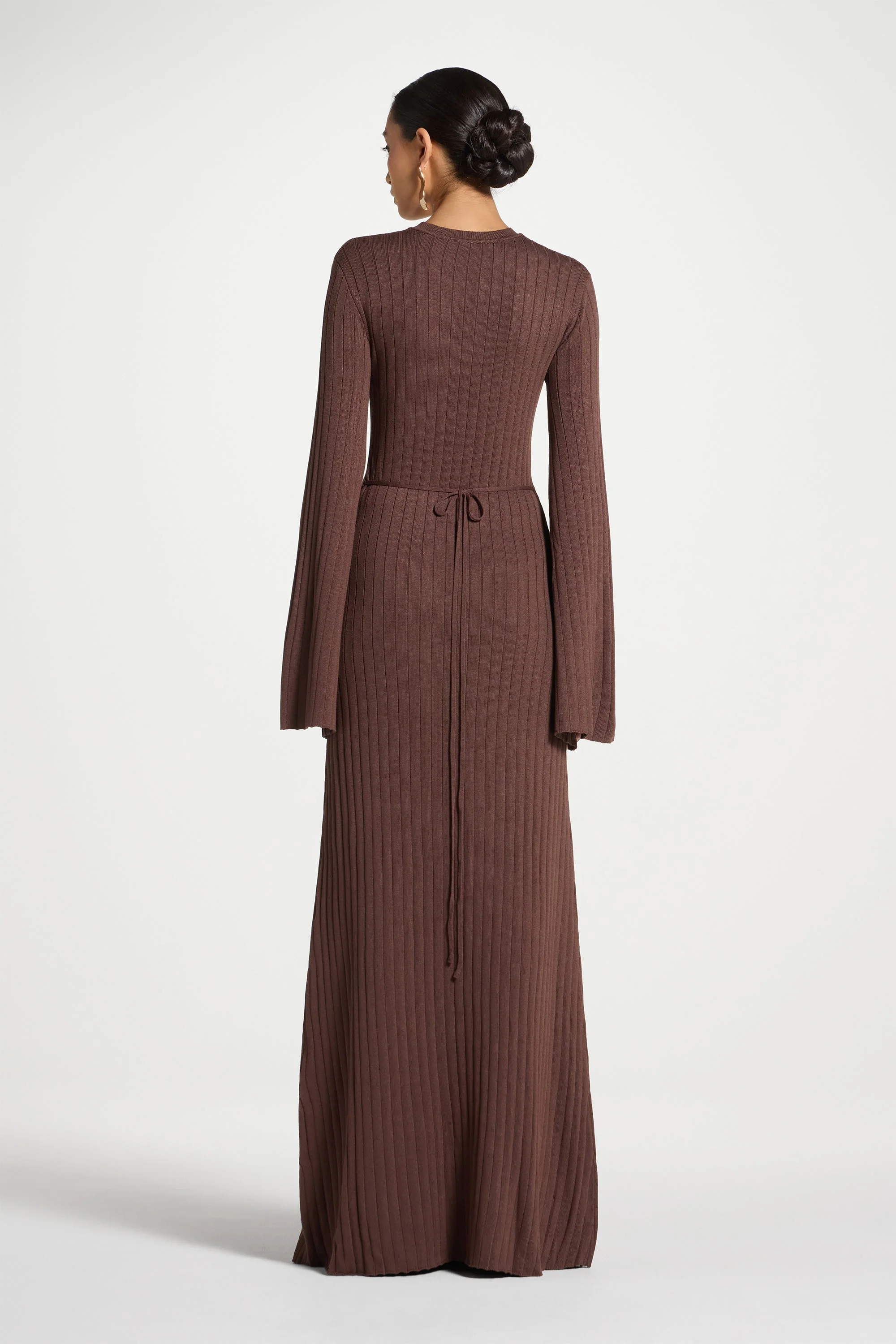 Ribbed Knit Maxi Dress - Qahwah - Image 5