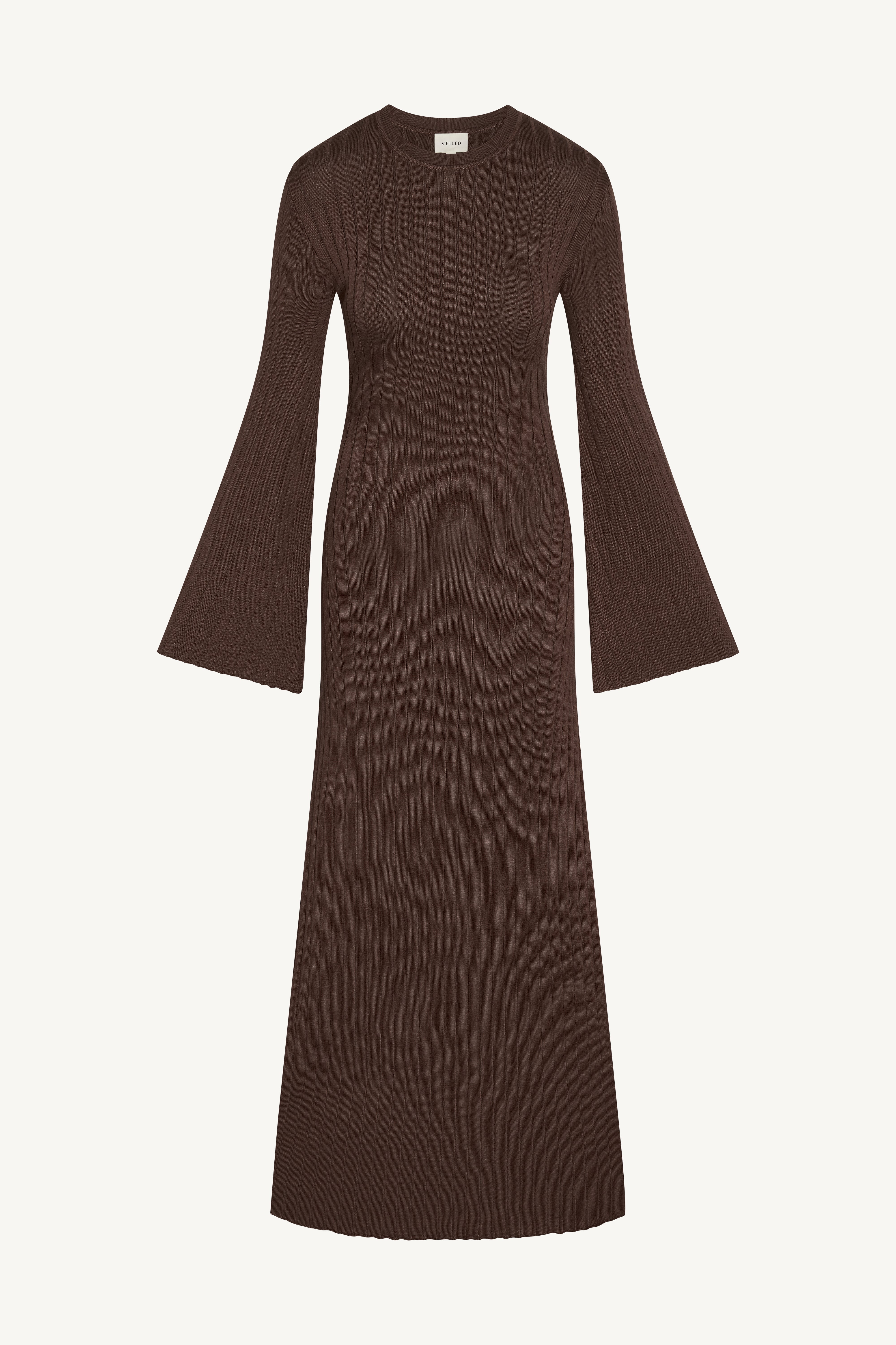 Ribbed Knit Maxi Dress - Qahwah - Image 6