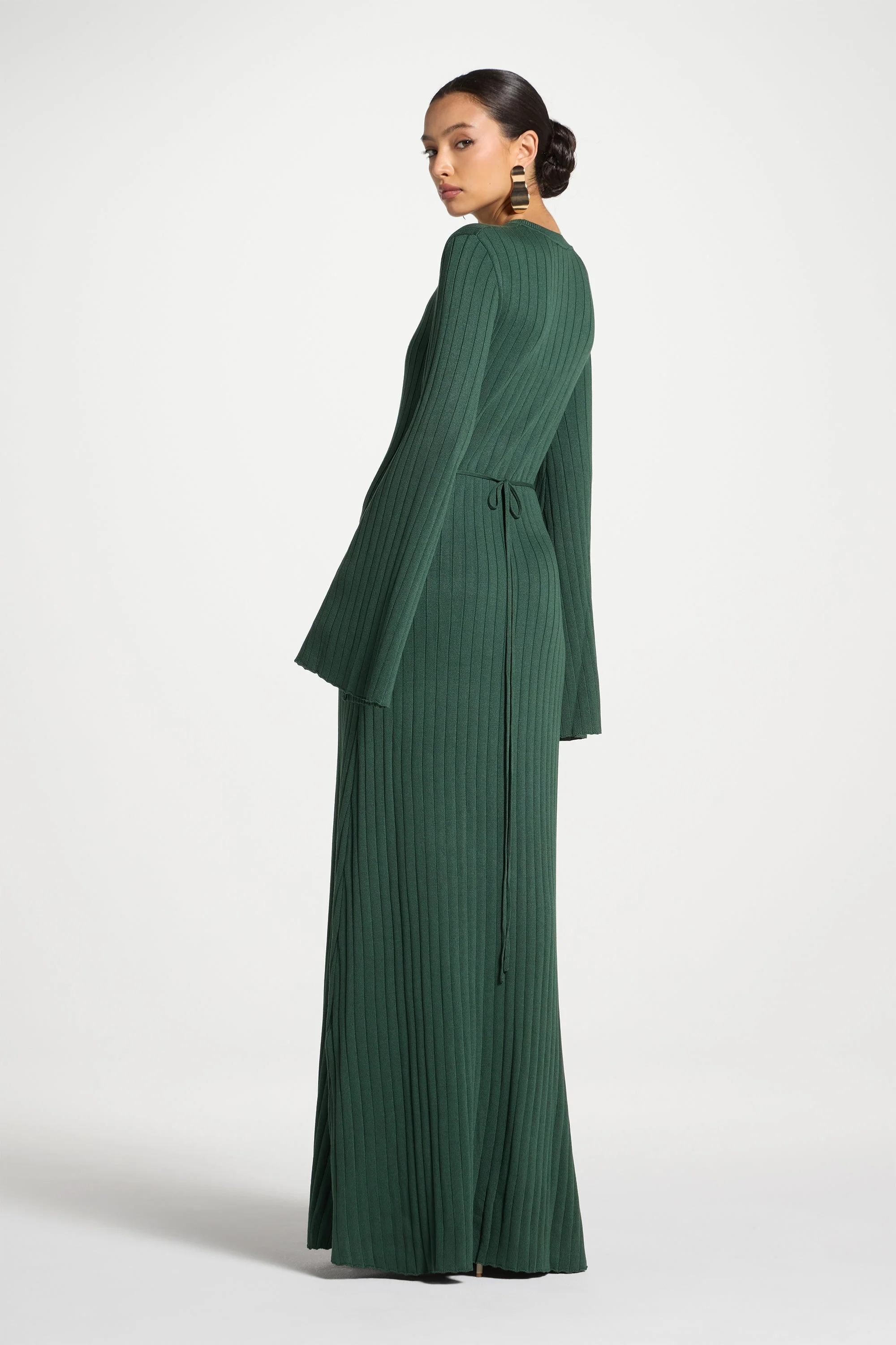 Ribbed Knit Maxi Dress - Retro Green - Image 6