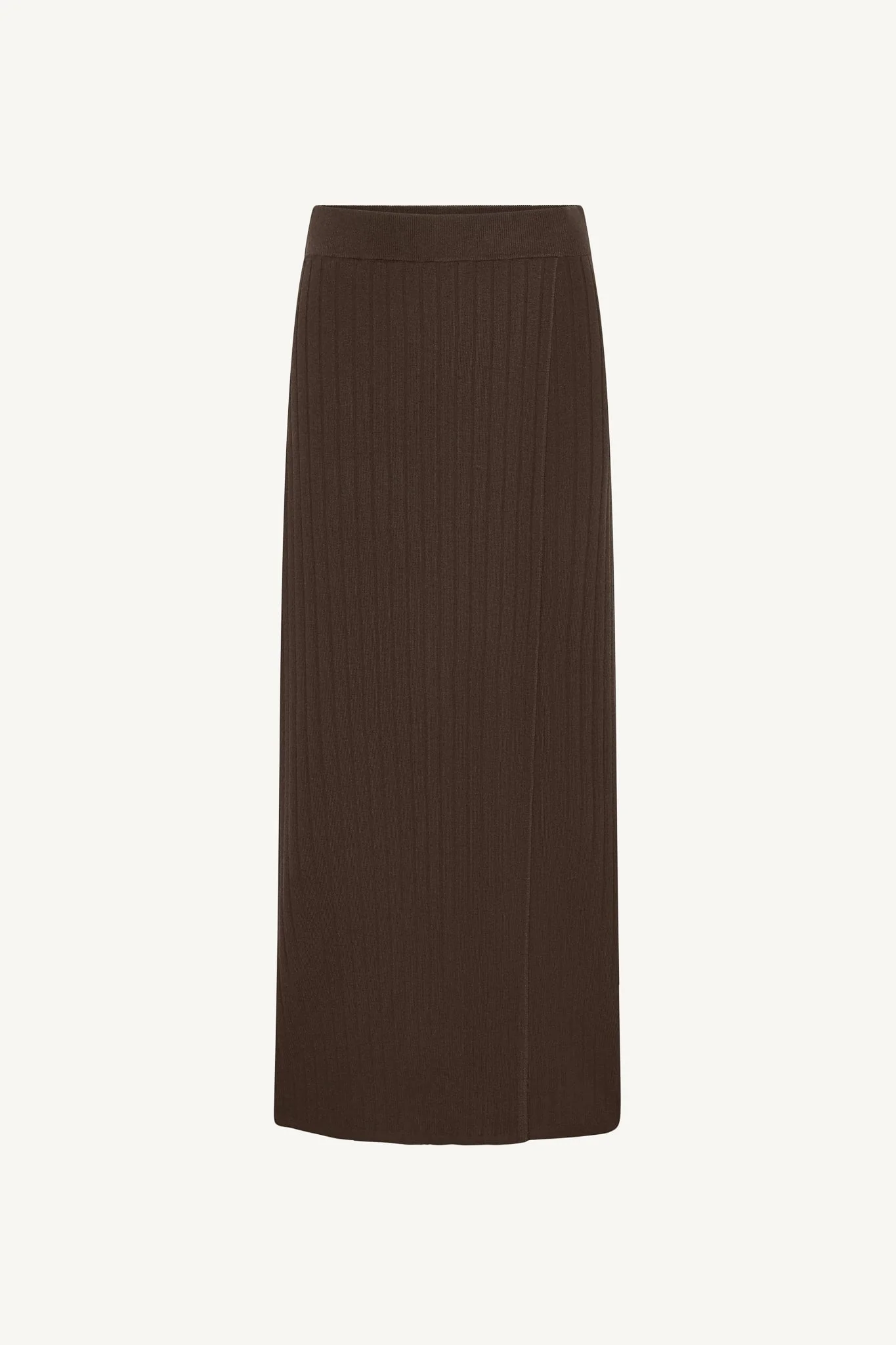 Ribbed Knit Wrap Skirt - Brown - Image 7