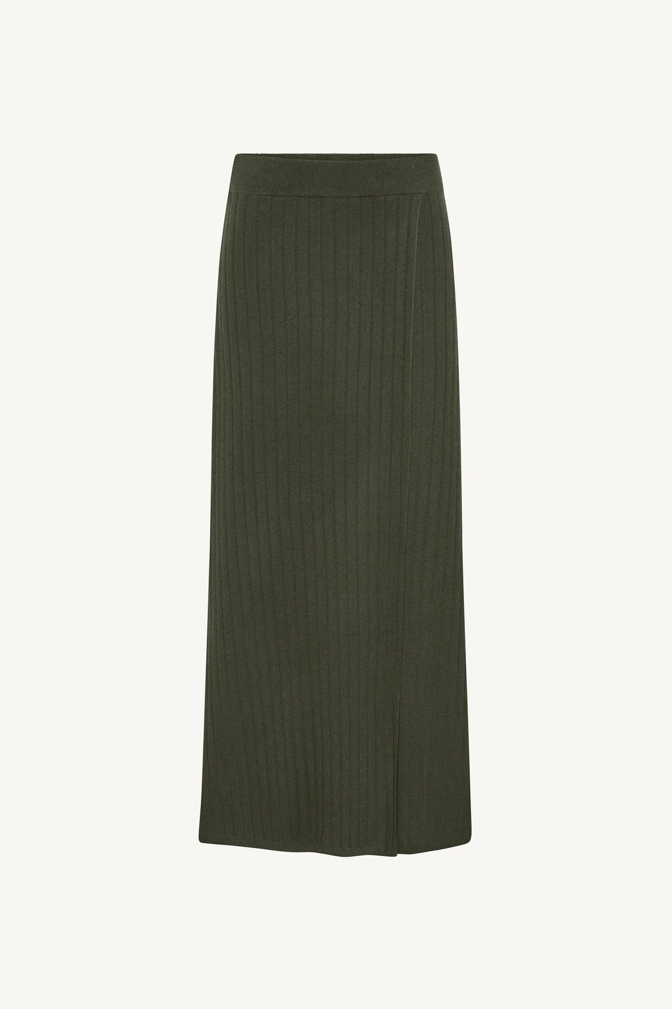 Ribbed Knit Wrap Skirt - Sage - Image 6