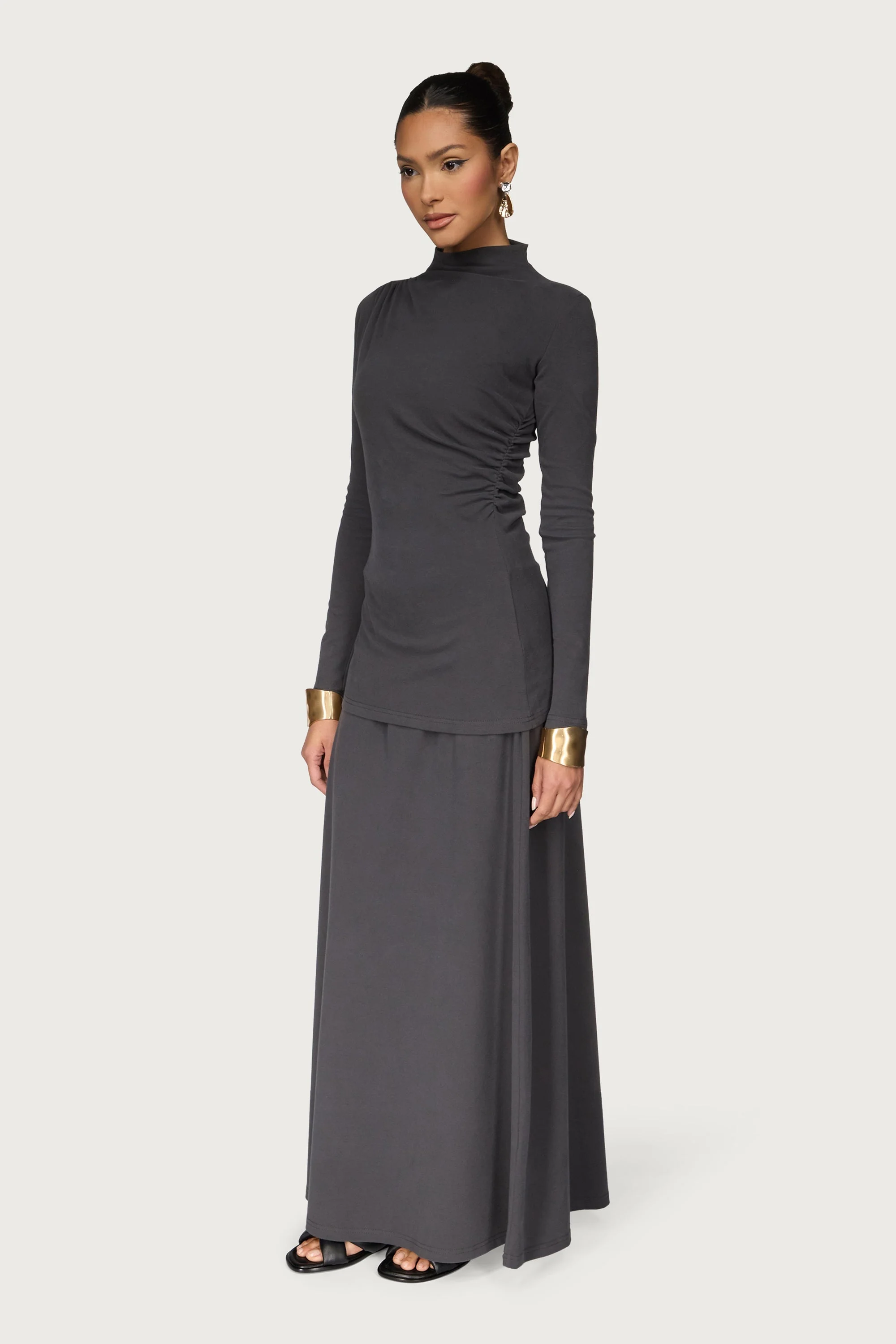 Ribbed Maxi Skirt - Iron - Image 4