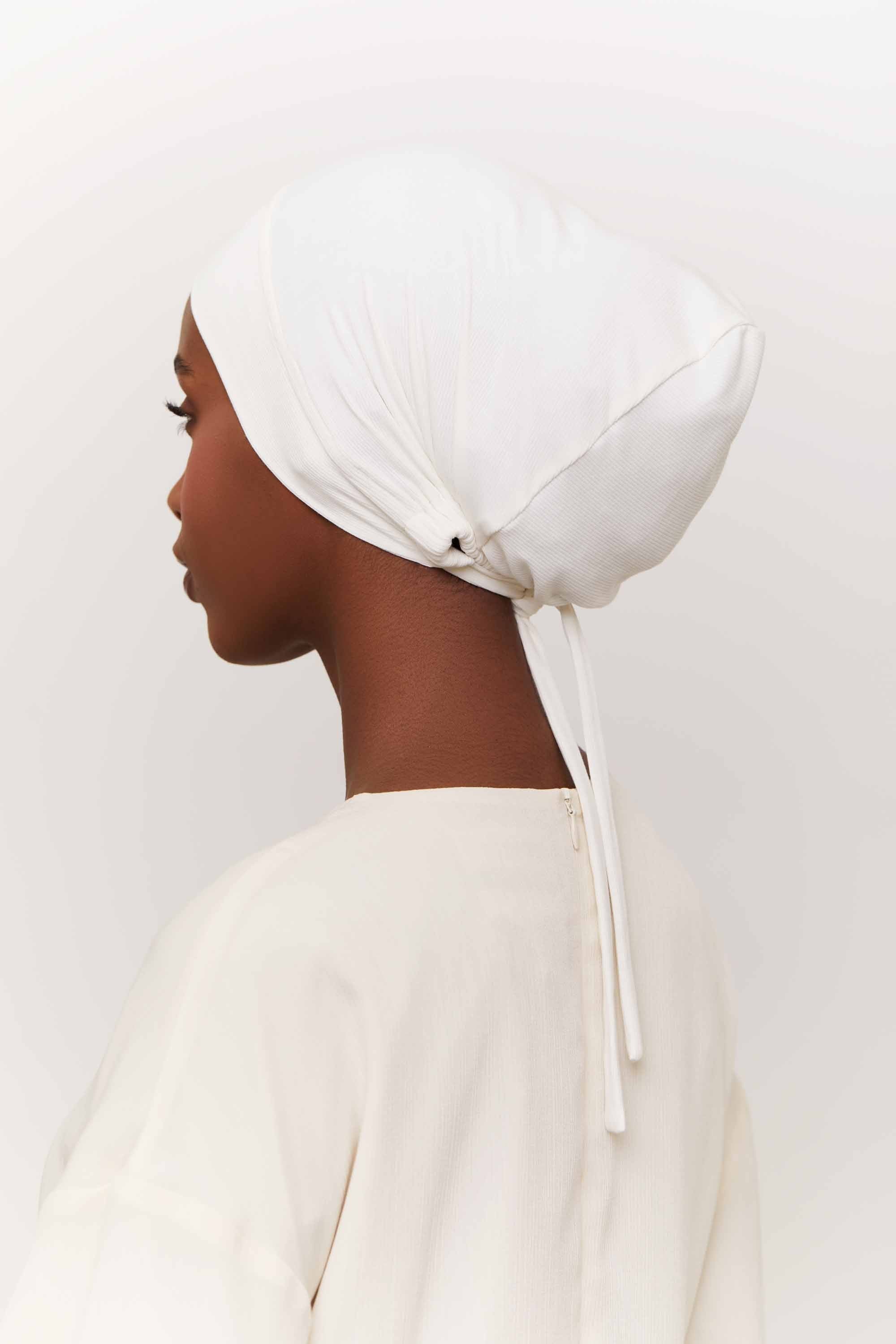 Ribbed Tie Back Undercap - White - Image 3