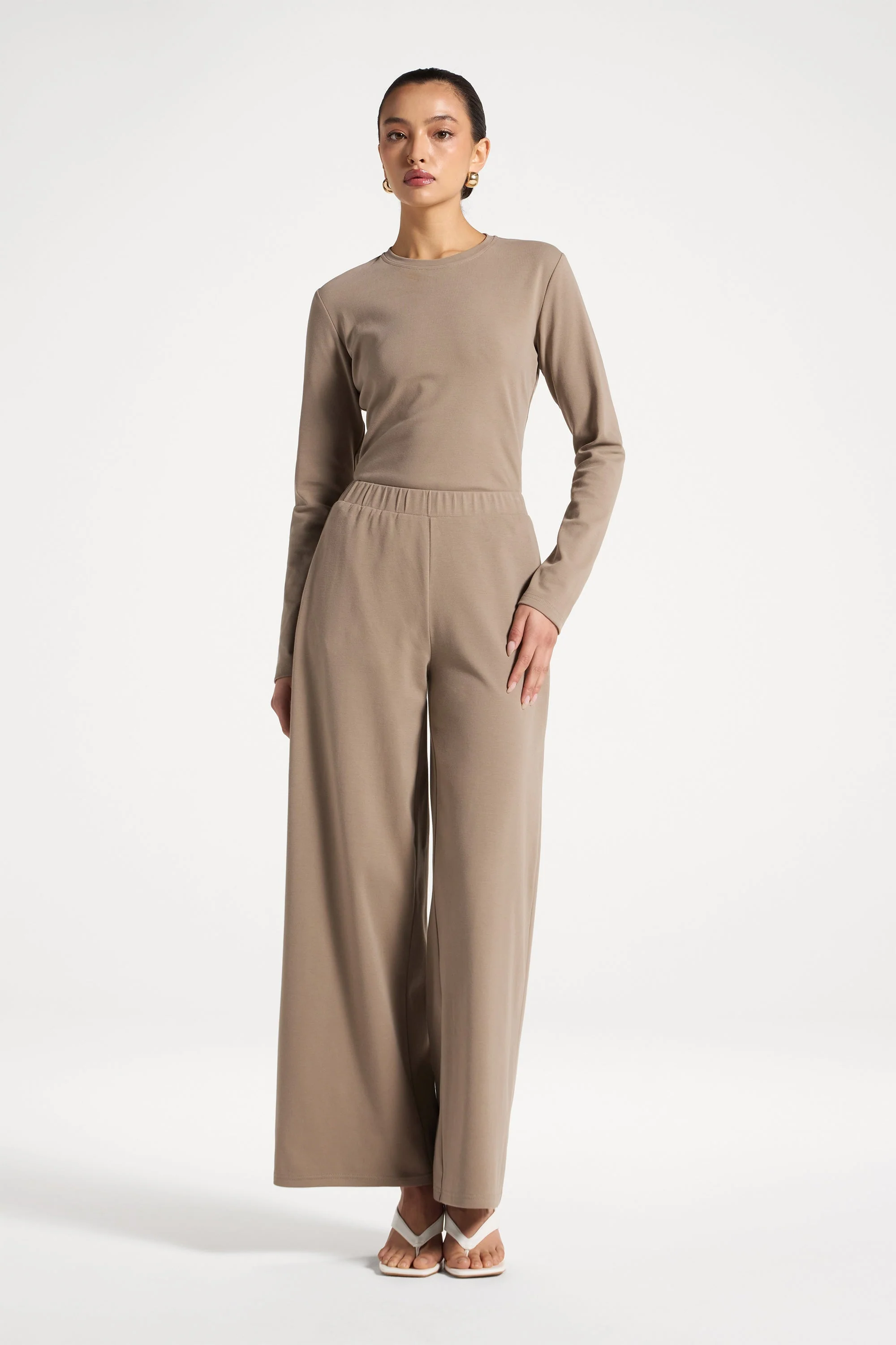 Ribbed Top & Pants Matching Set - Pebble - Image 4