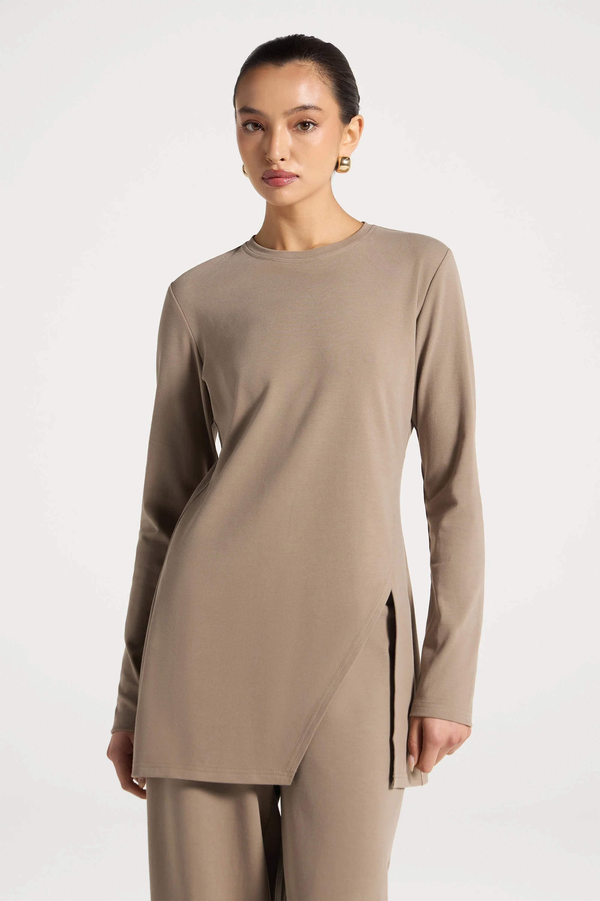 Ribbed Top & Pants Matching Set - Pebble - Image 5