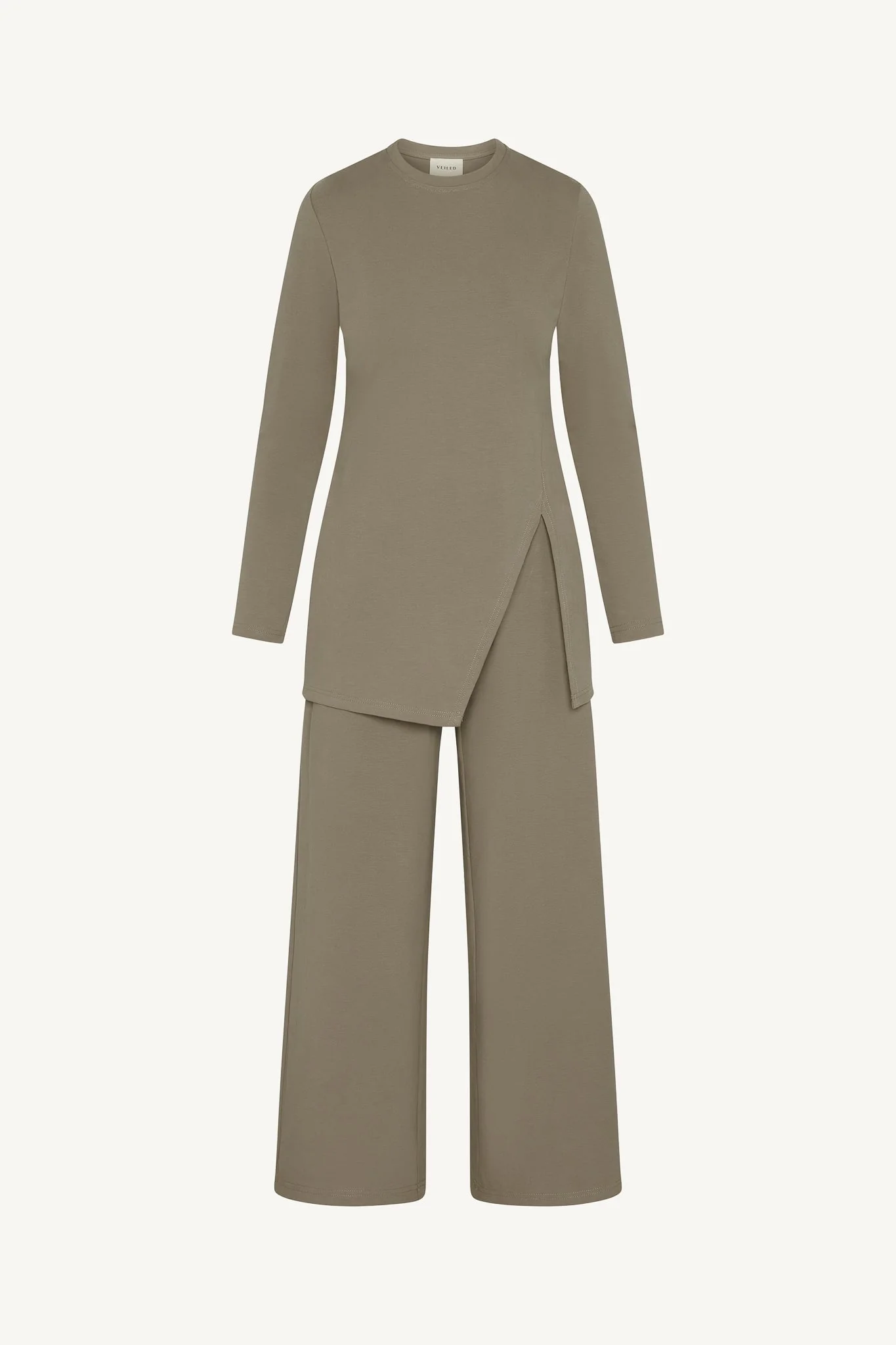 Ribbed Top & Pants Matching Set - Pebble - Image 7