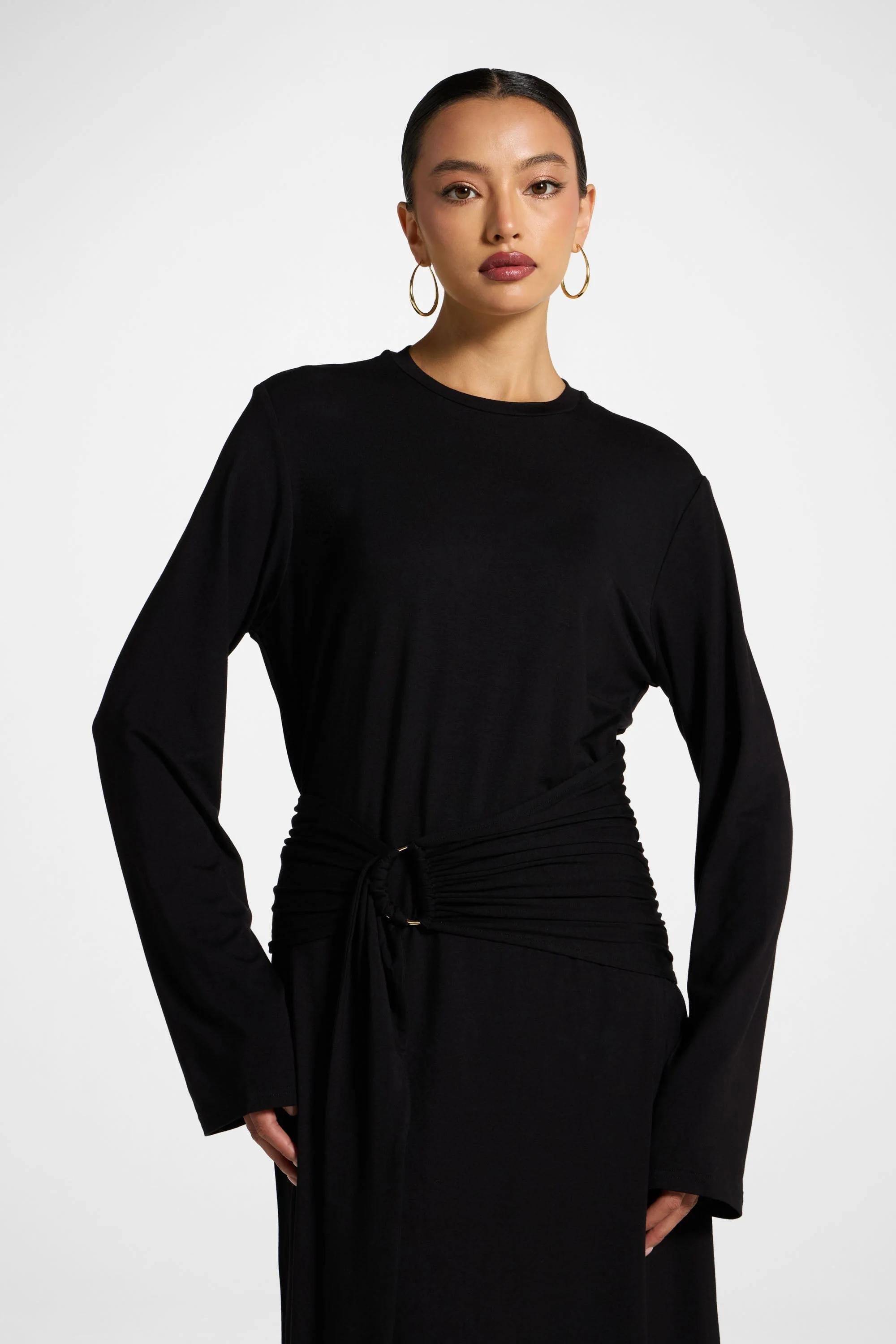 Bamboo Ring Maxi Dress - Black - Image 2