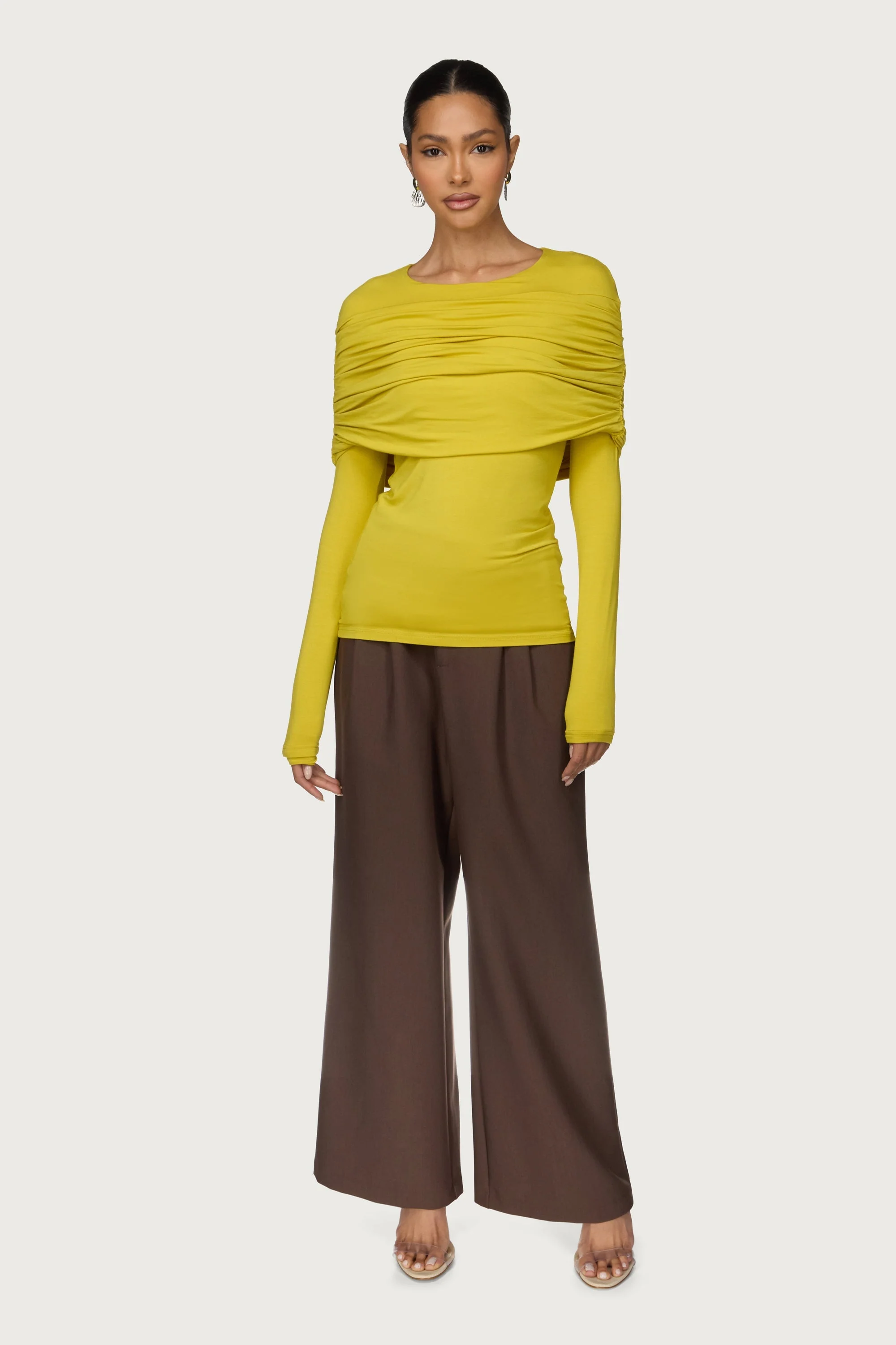 Rouched Shoulder Top - Golden Kiwi - Image 3