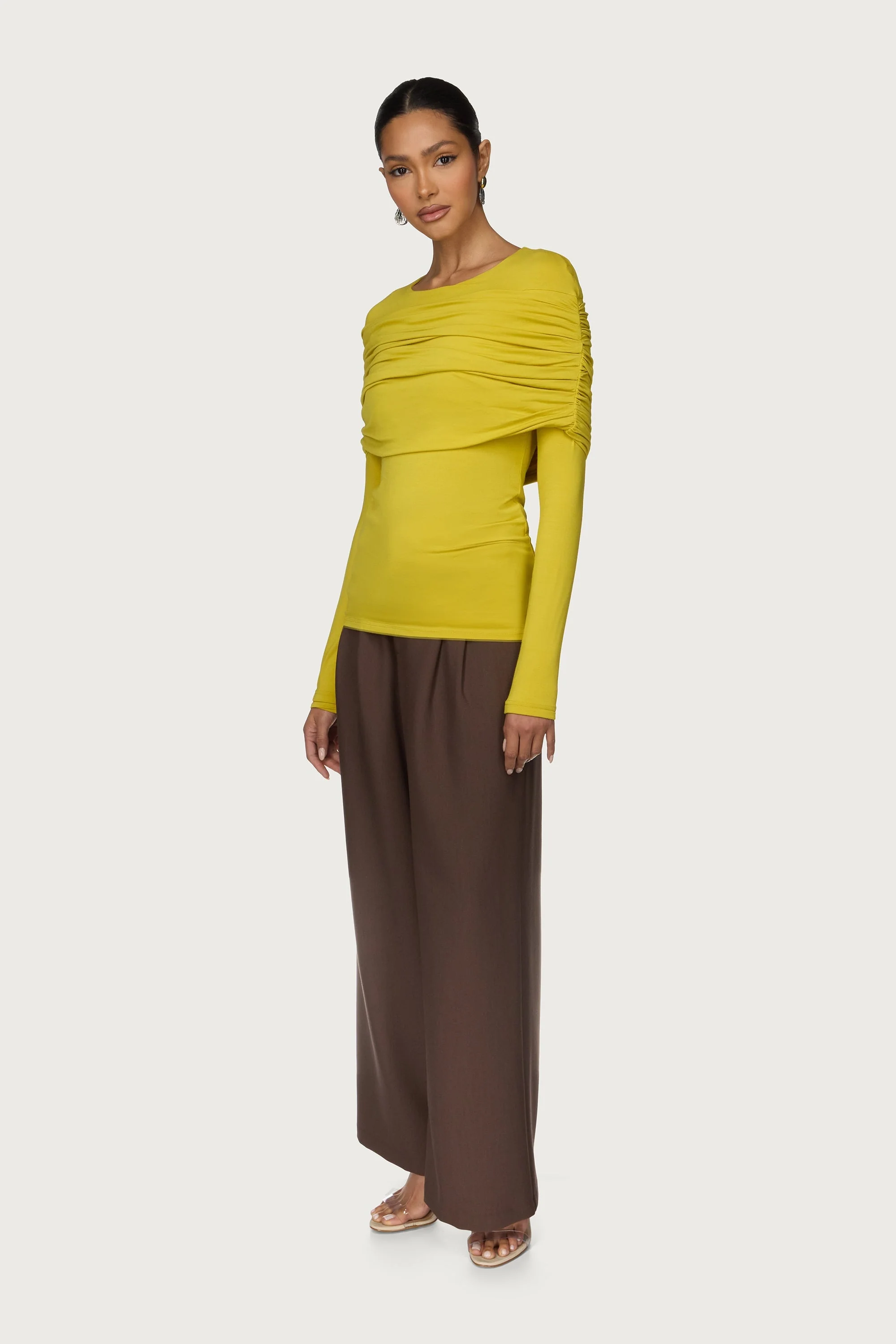 Rouched Shoulder Top - Golden Kiwi - Image 4