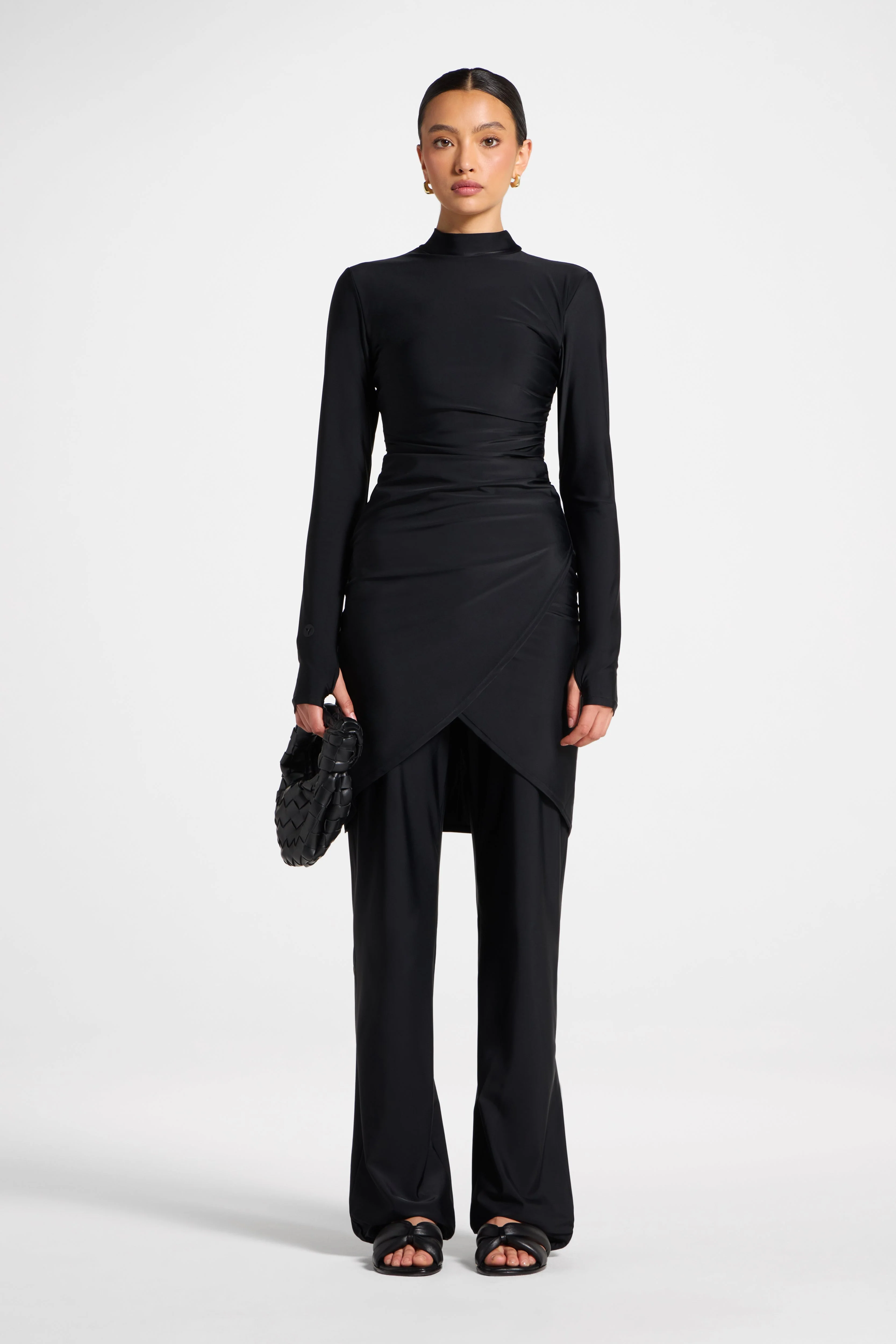 Rouched Swim Tunic - Black