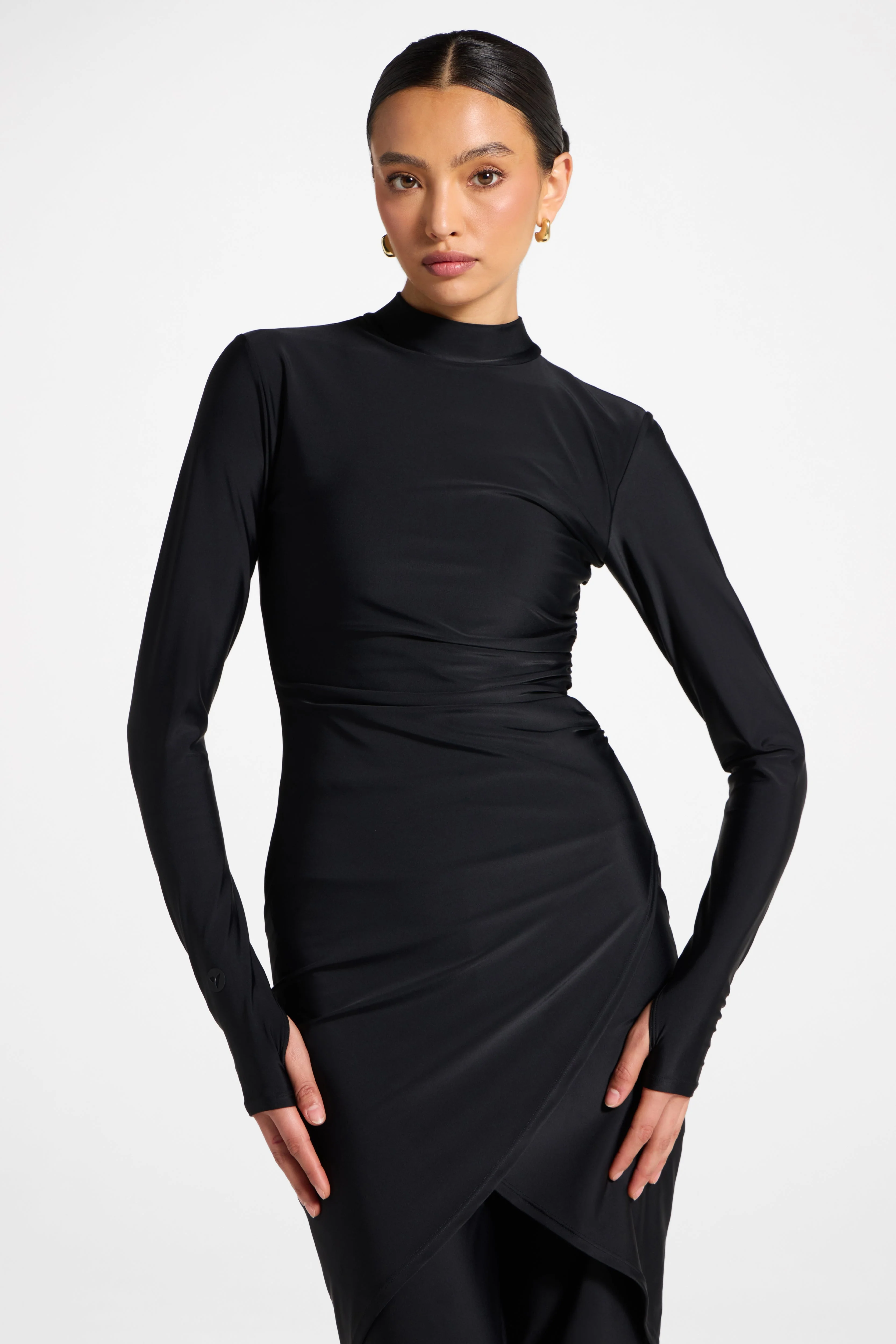 Rouched Swim Tunic - Black - Image 2
