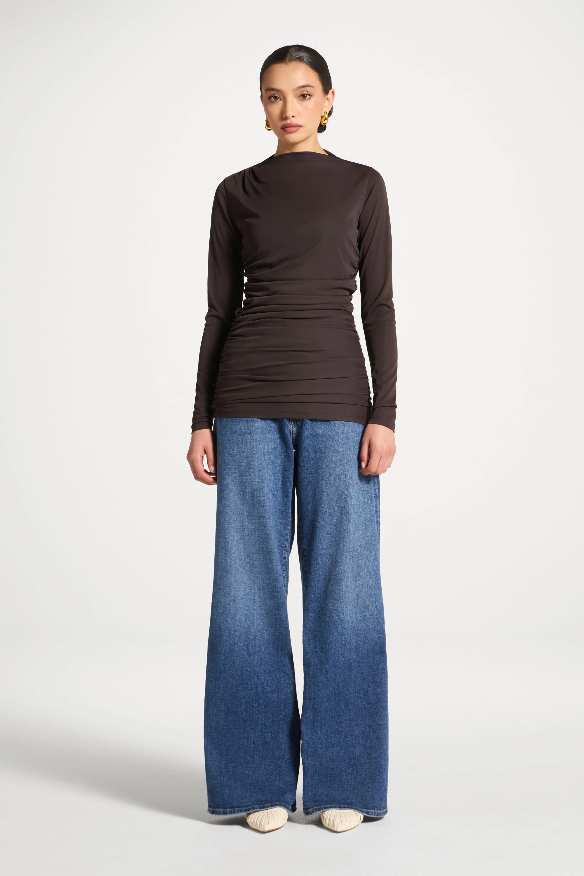 Rouched Top - Chocolate - Image 2