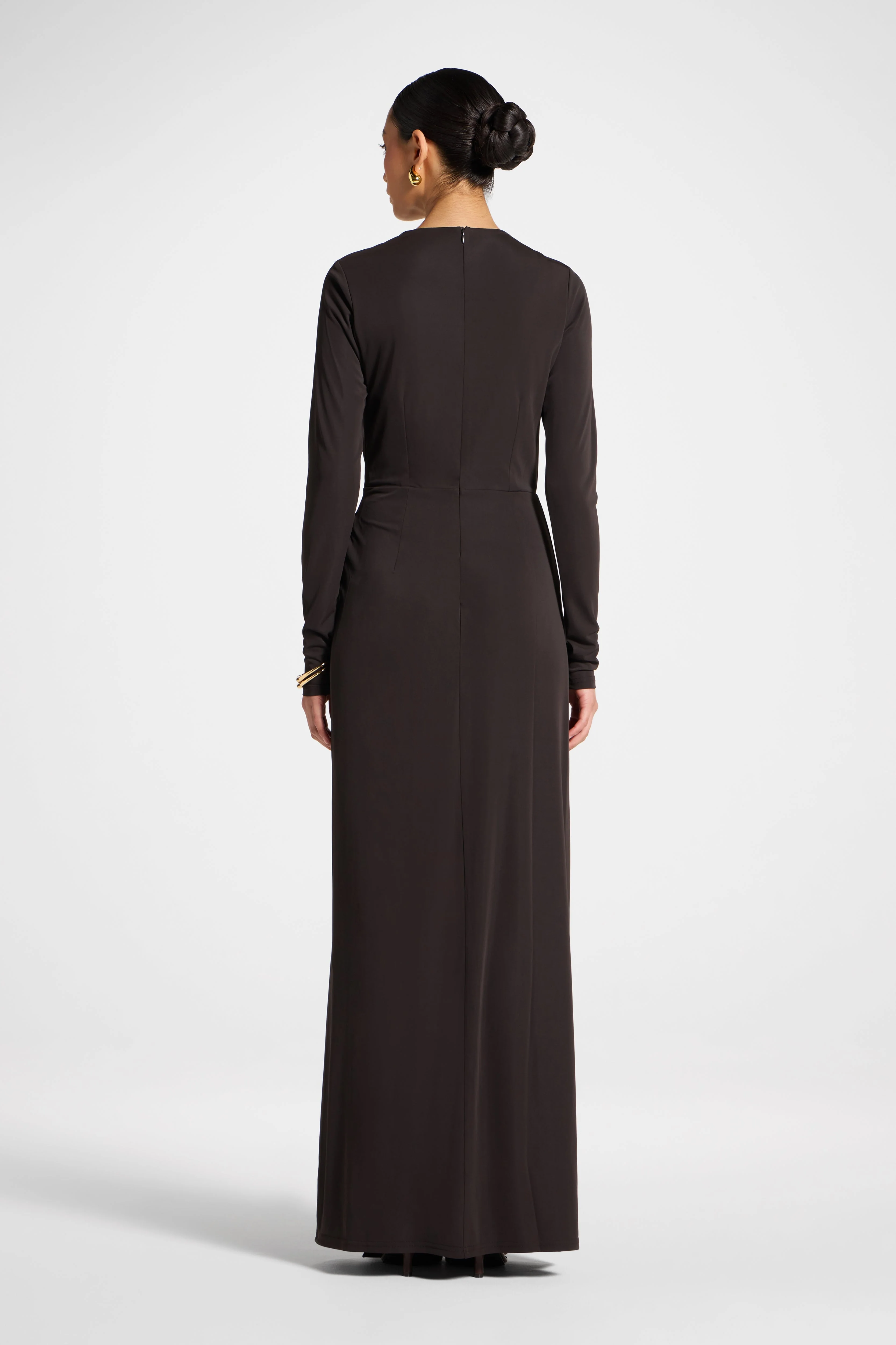 Rouched Wrap Maxi Dress - Chocolate Torte - Image 8