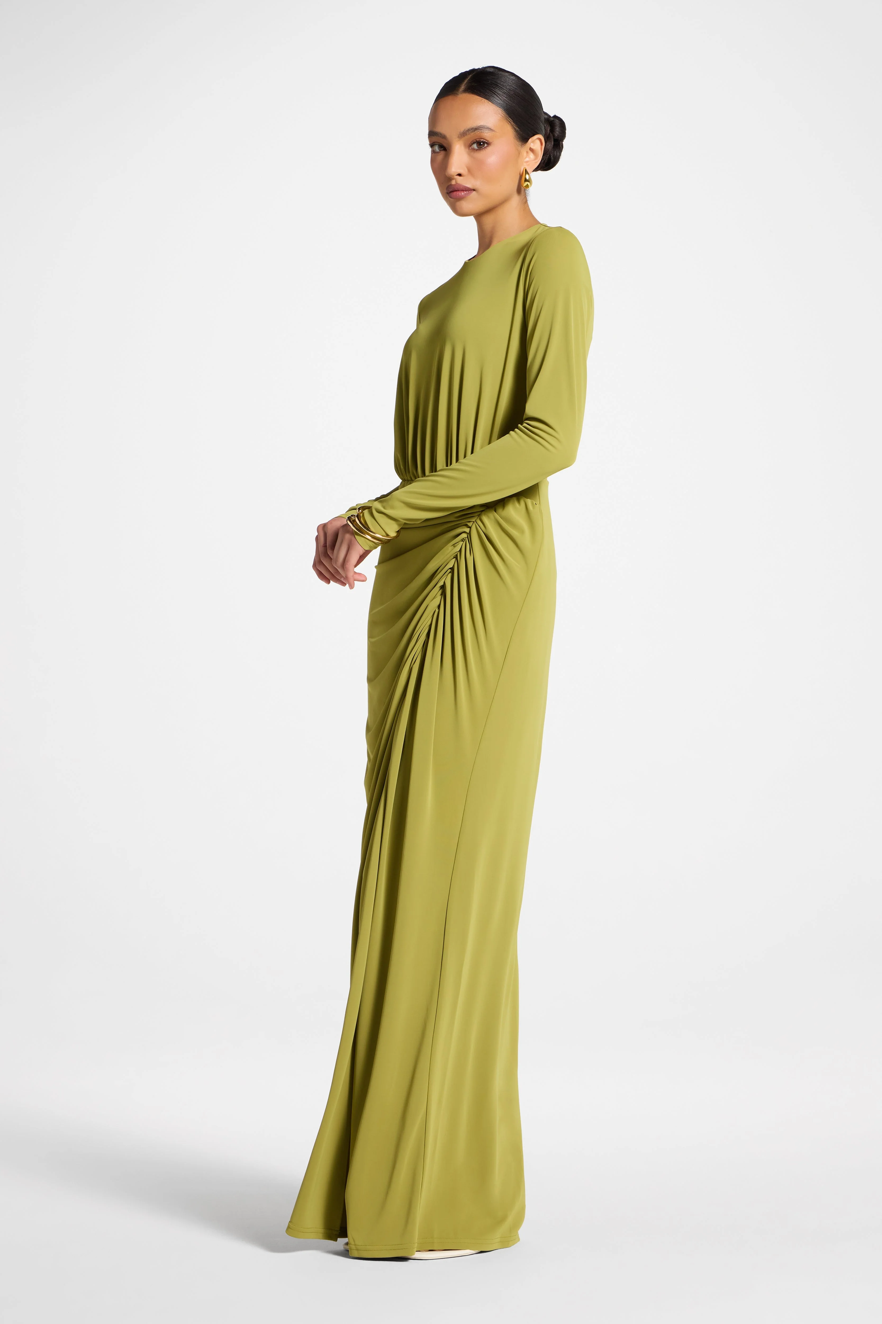Rouched Wrap Maxi Dress - Evergreen - Image 6