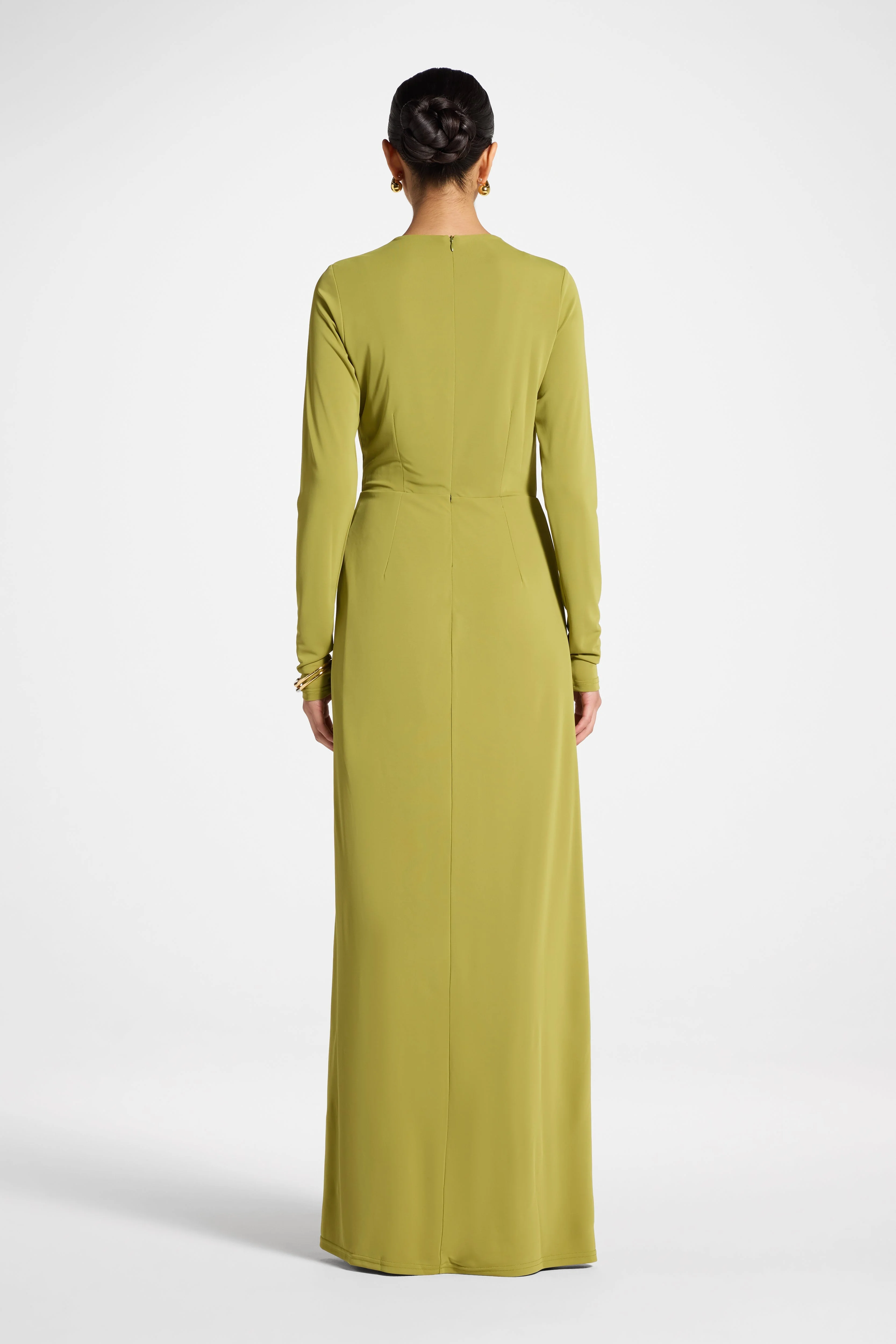 Rouched Wrap Maxi Dress - Evergreen - Image 8