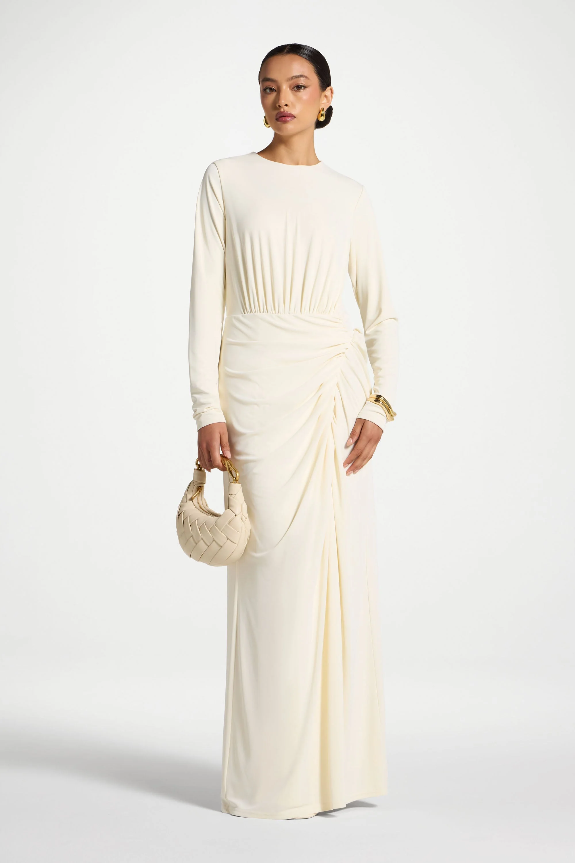 Rouched Wrap Maxi Dress - Ivory