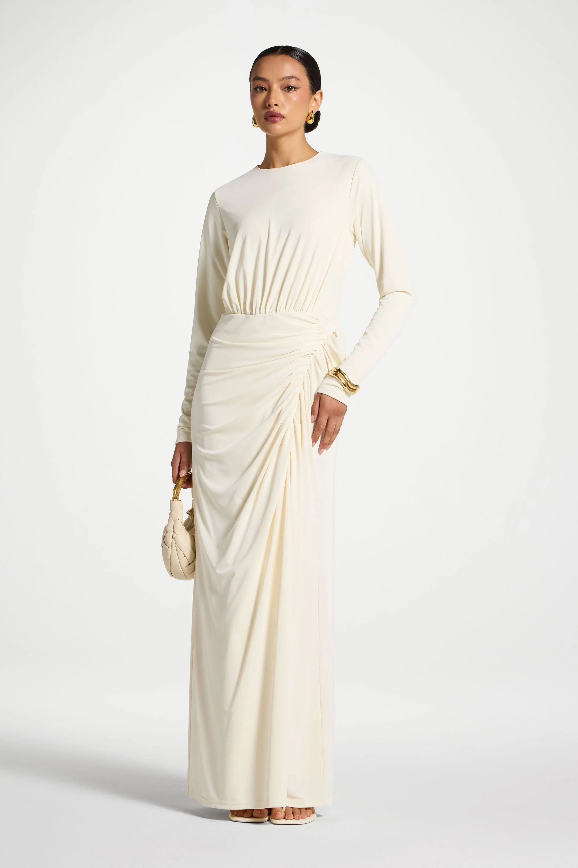 Rouched Wrap Maxi Dress - Ivory - Image 4