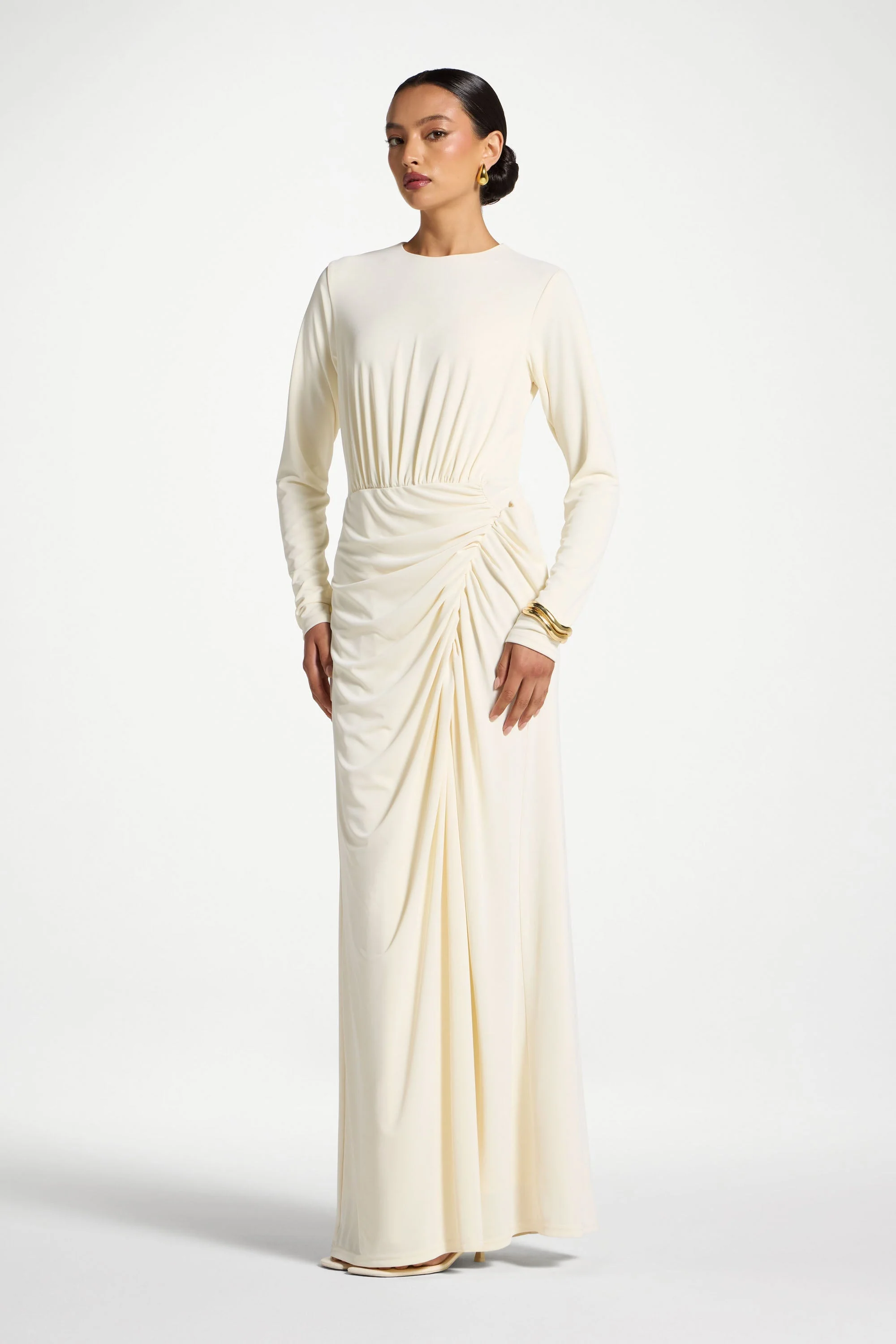 Rouched Wrap Maxi Dress - Ivory - Image 6
