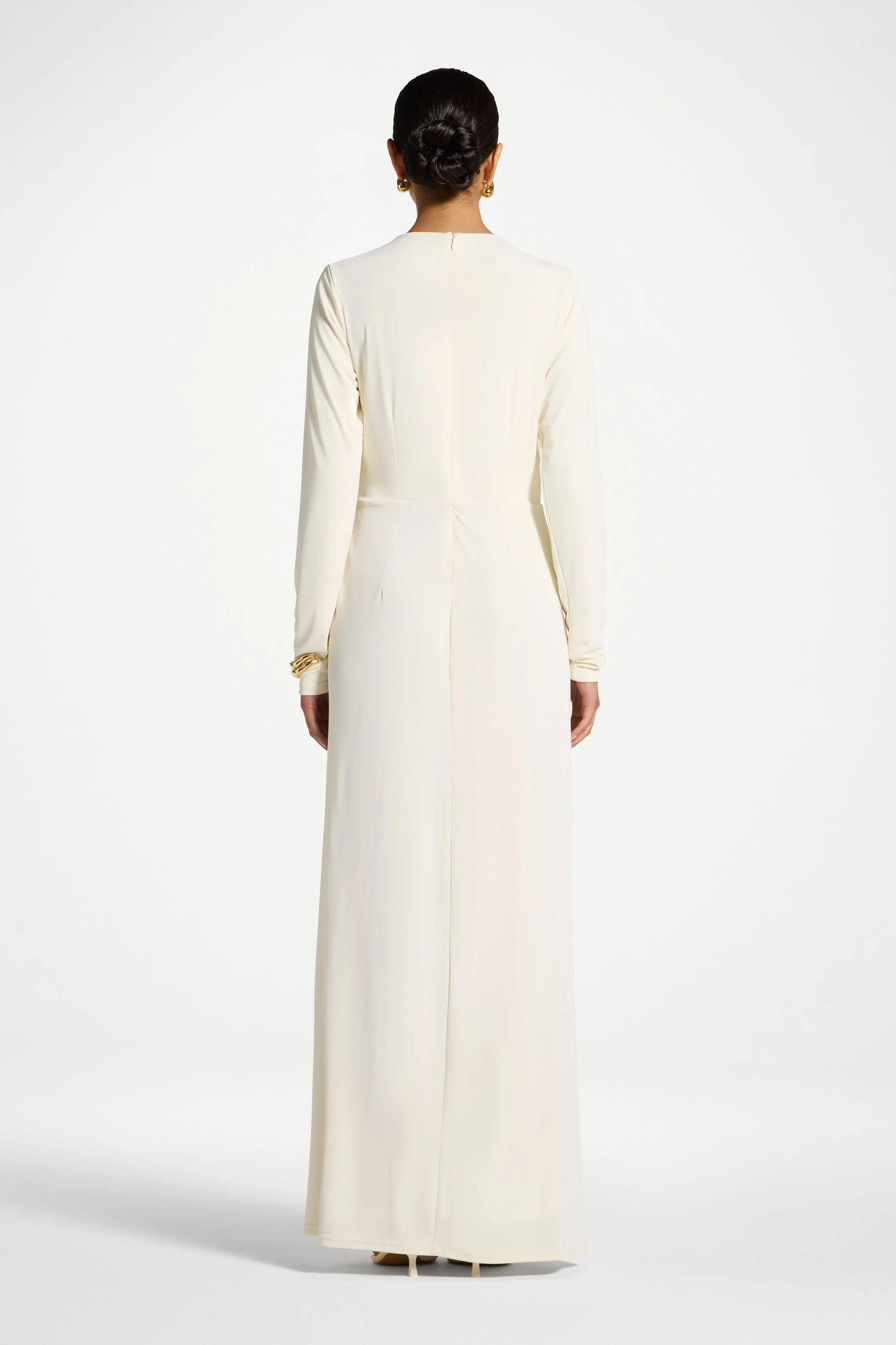 Rouched Wrap Maxi Dress - Ivory - Image 7